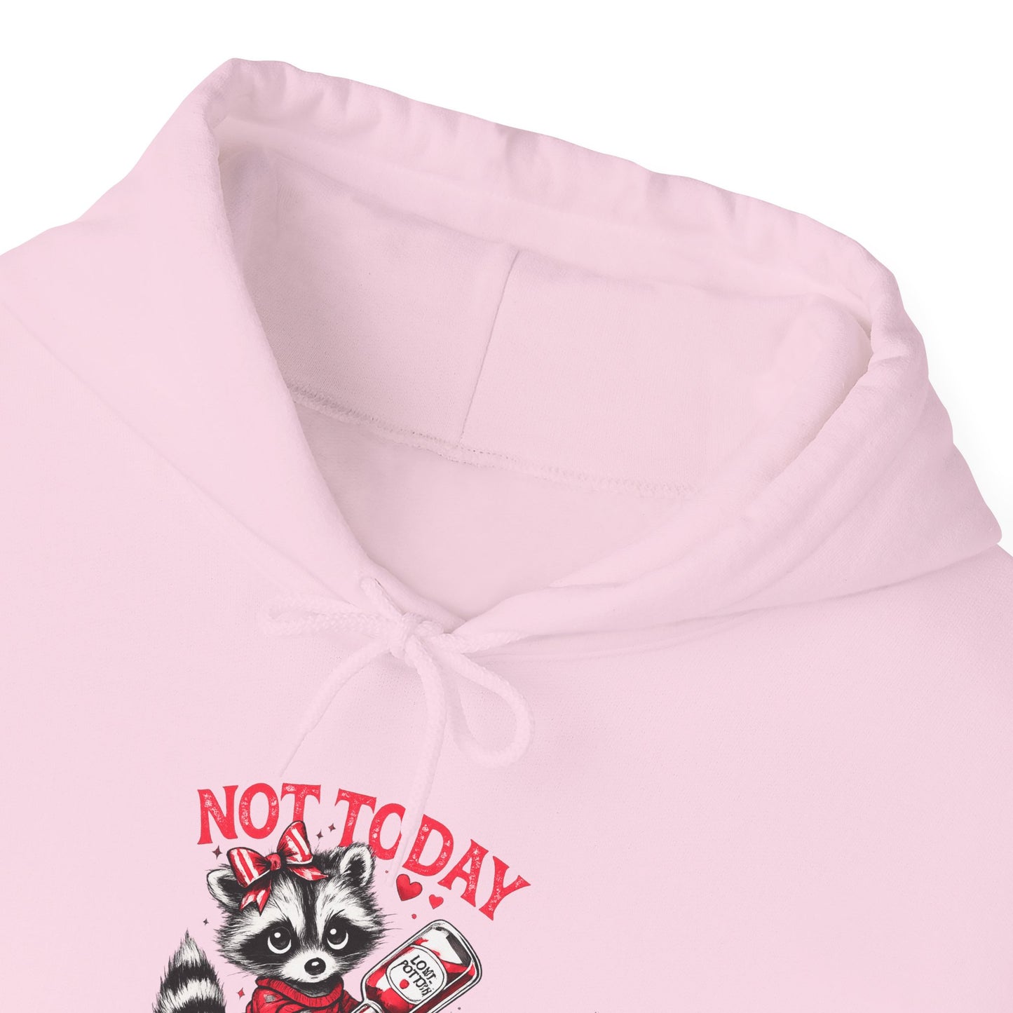 Not Today Cupido Raccoon Hoodie — Funny Valentine Anti-Love Sweatshirt