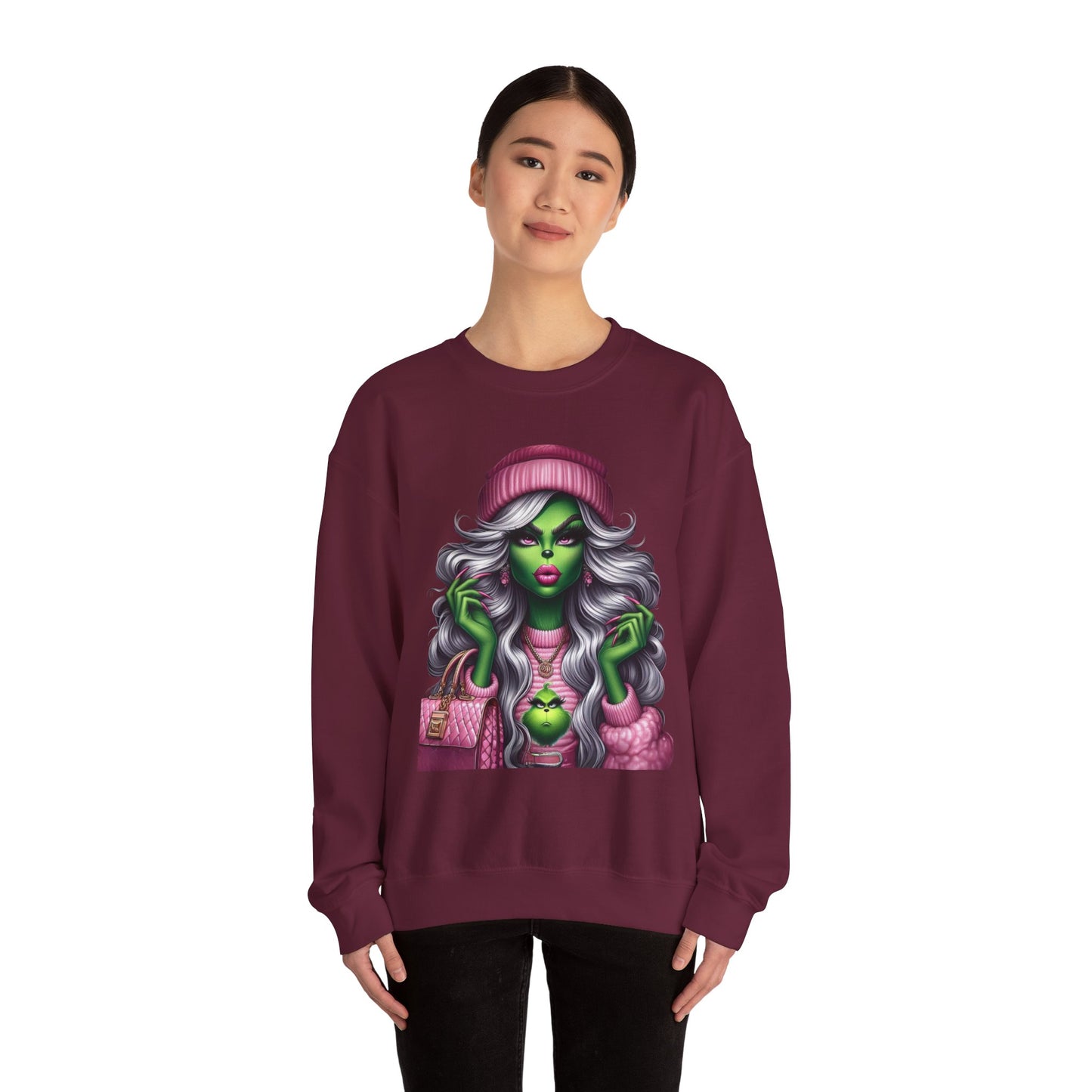 Witchy Glam Crewneck Sweatshirt – Green Glamour Girl Design