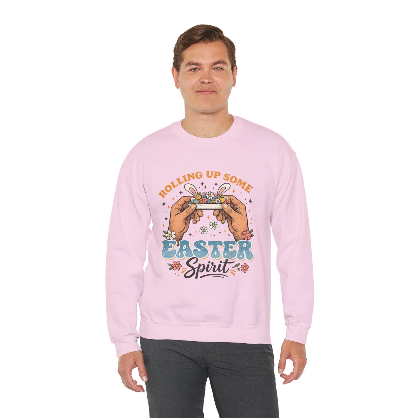 Easter Spirit Sweatshirt — "Rolling Up Some Easter Spirit" Graphic Crewneck