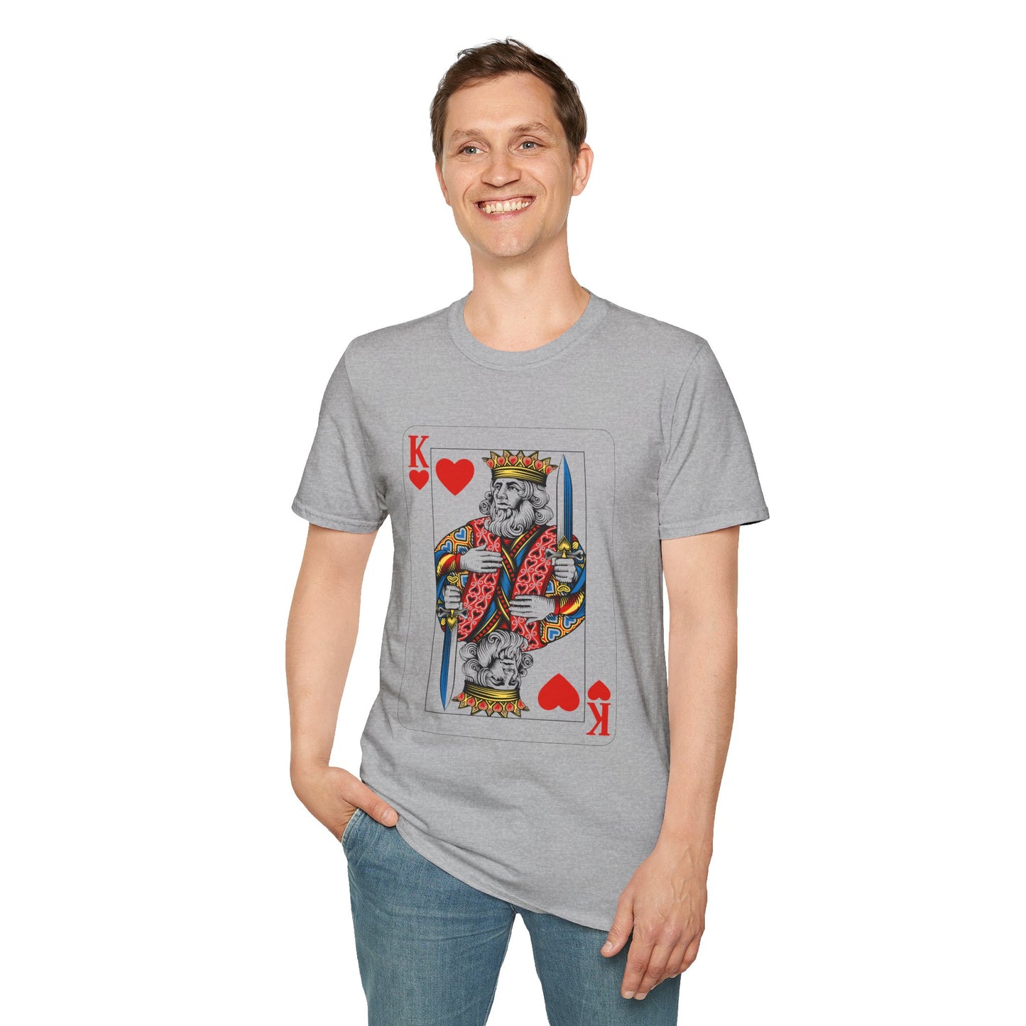 Valentines King of Hearts Unisex T-Shirt - Playful Card Design for Game Night
