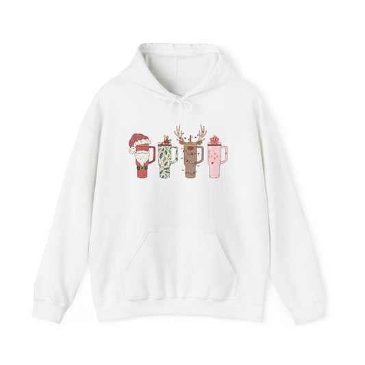 Festive Hot Beverage Hoodie, Holiday Sweatshirt, Unisex Cozy Pullover, Christmas Gift, Winter Apparel, Mug Design Hoodie