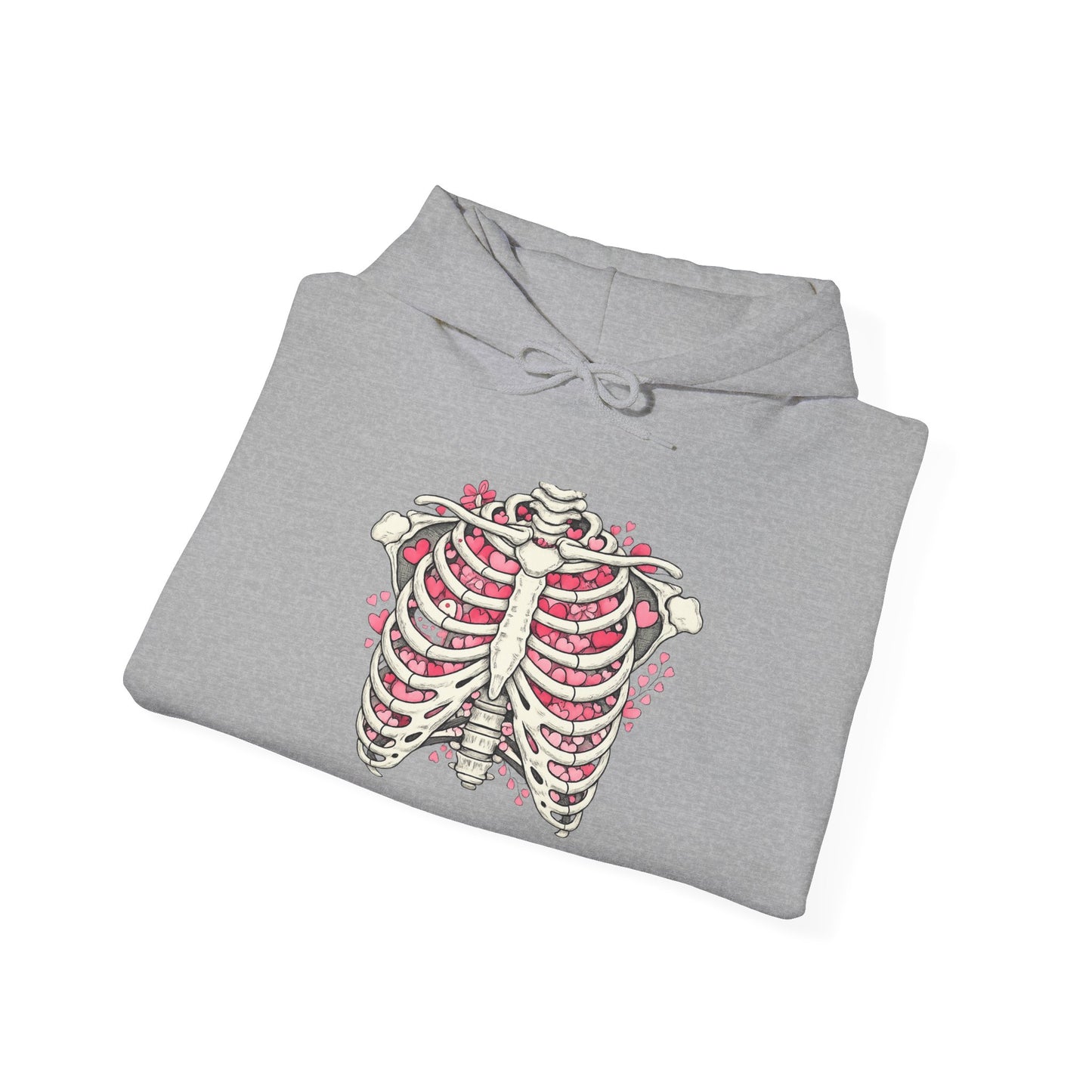 Ribcage Bloom Hoodie — Floral Skeleton Chest Graphic Sweatshirt