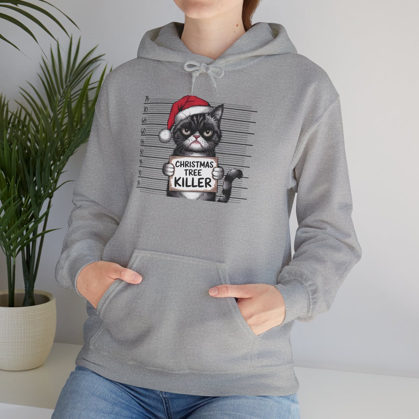 Christmas Cat Humor Hoodie, Funny Holiday Hoodie, Gift for Cat Lovers, Winter Apparel, Pet-Themed Clothing