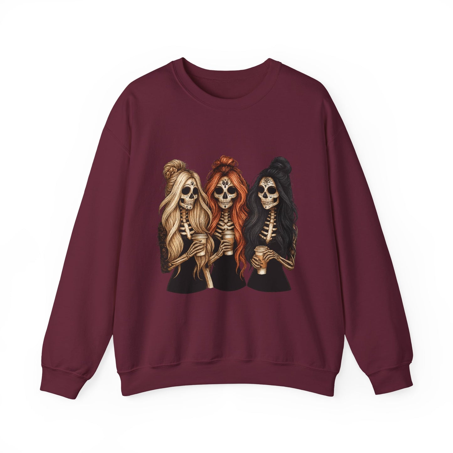 Halloween Skeleton Crewneck Sweatshirt, Cozy Unisex Sweatshirt, Trendy Halloween Apparel, Gift for Halloween Lovers, Spooky Season Outfit