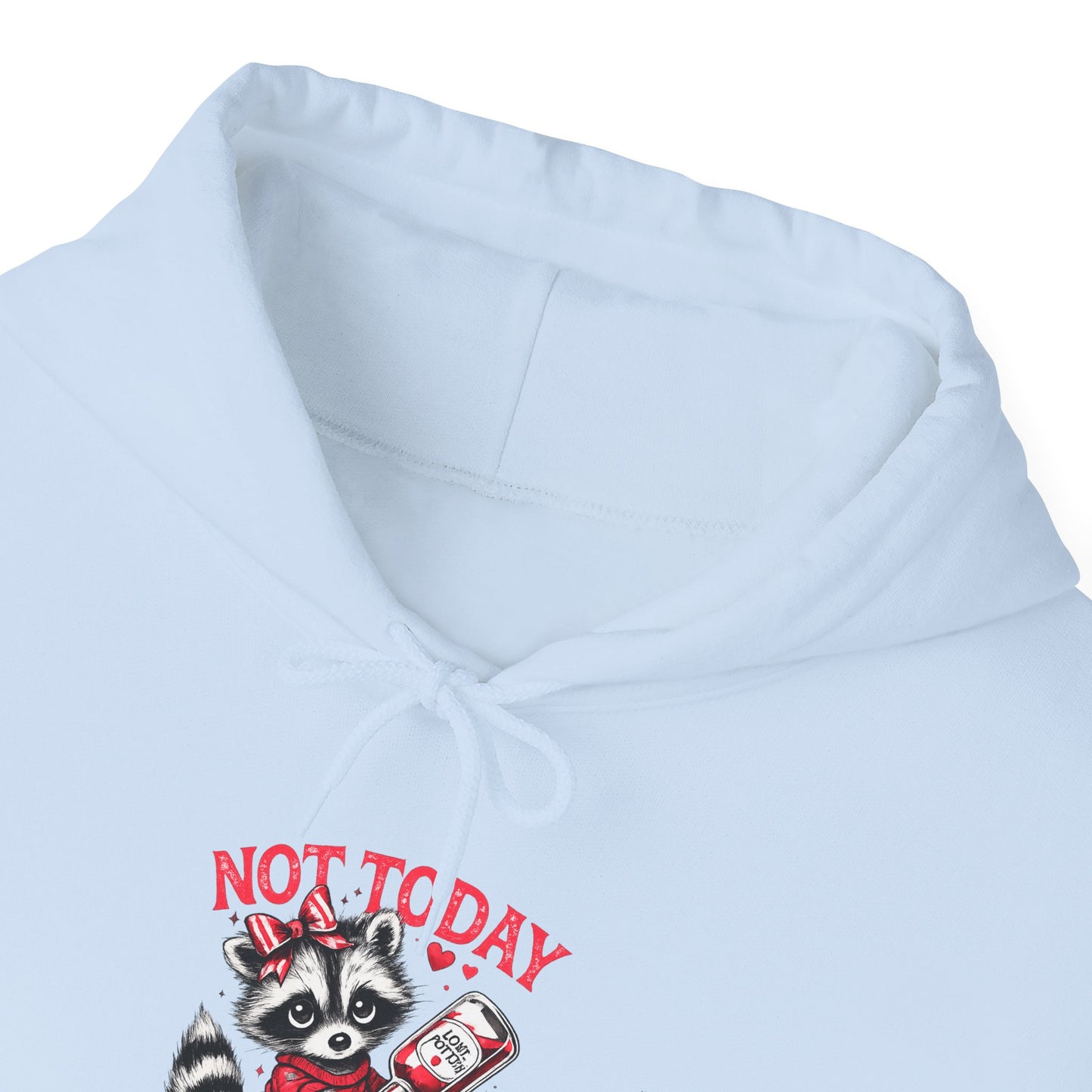 Not Today Cupido Raccoon Hoodie — Funny Valentine Anti-Love Sweatshirt