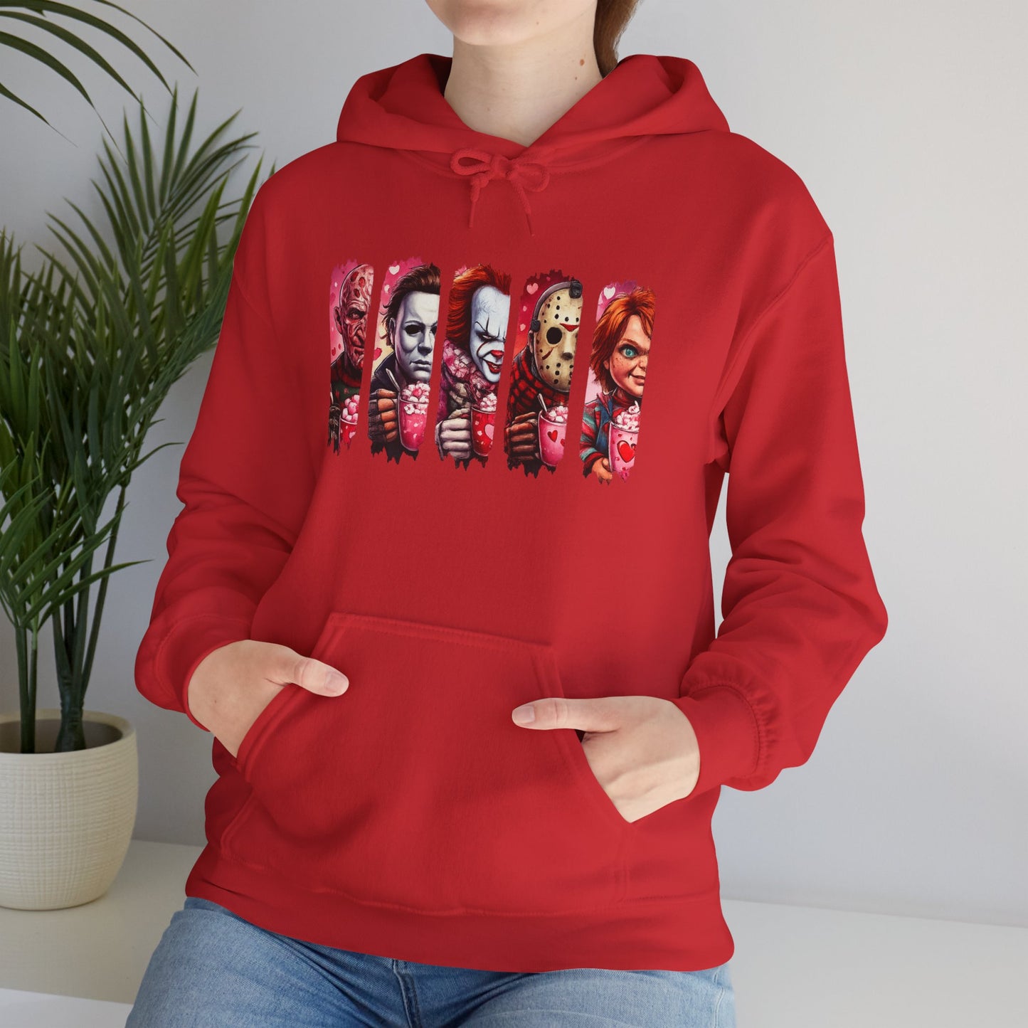 Horror Icons Hoodie — Stylized Slashed Portraits Graphic Sweatshirt