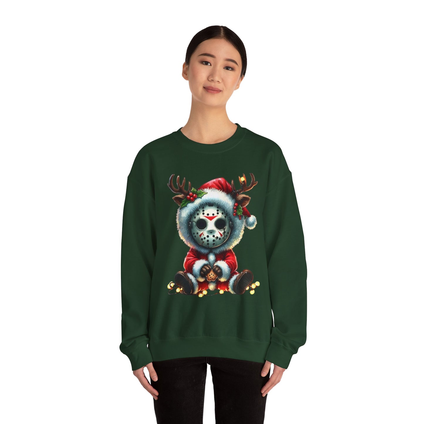 Christmas Jason Mask Sweatshirt — Cute Horror Holiday Crewneck