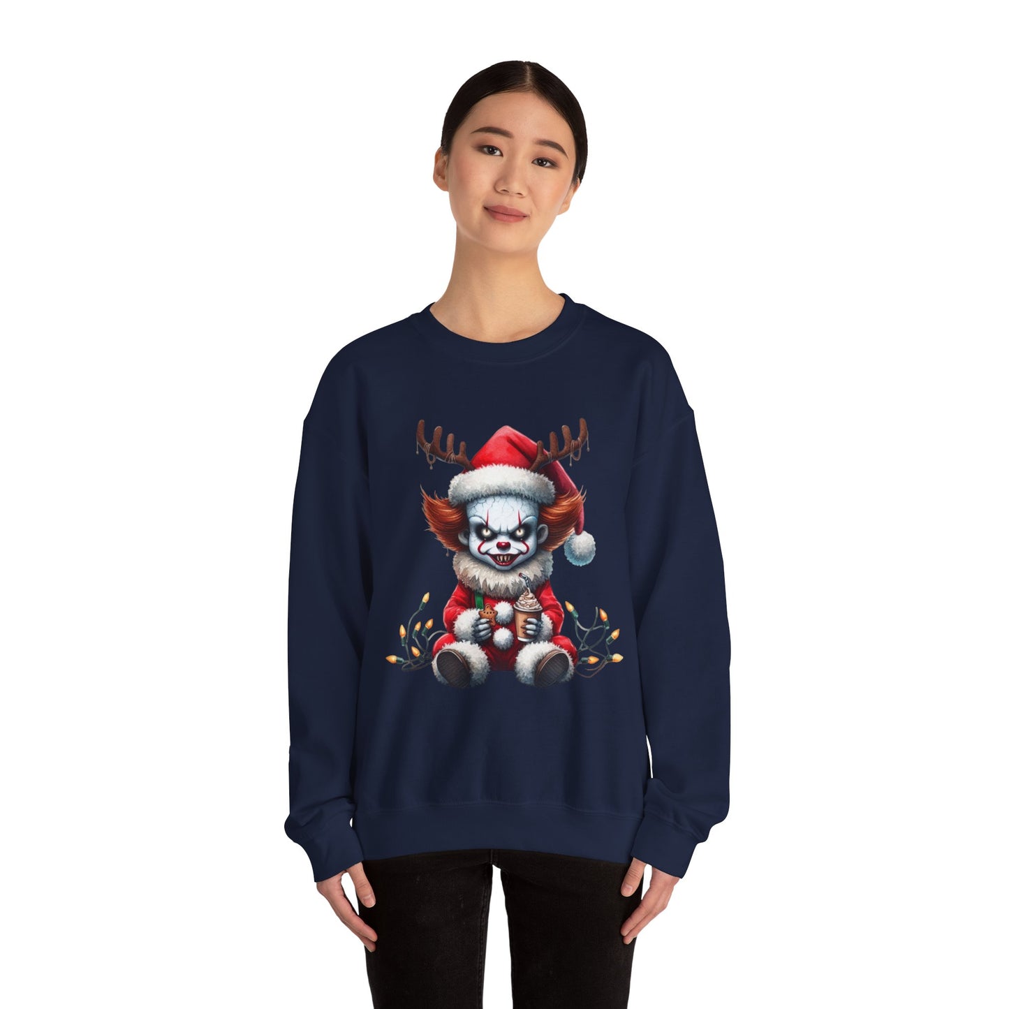Creepy Clown Reindeer Christmas Sweatshirt