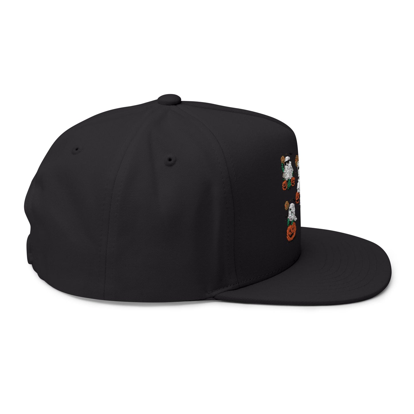 Halloween-Themed Flat Bill Cap, Pumpkin Hat, Embroidered Cap for Fall, Unique Gift for Halloween, Holiday Accessories, Spooky Season Fashion