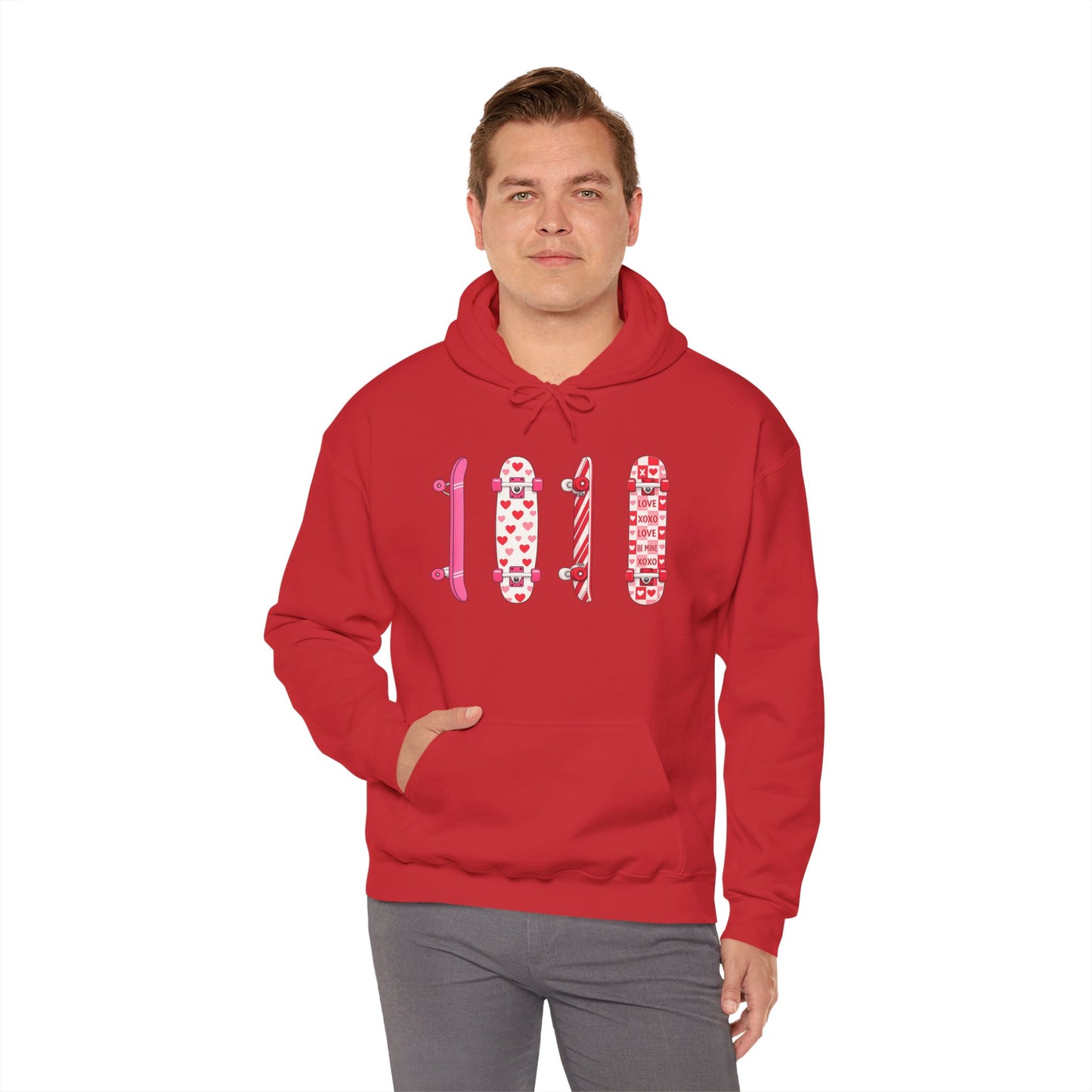 Valentine Skateboard Graphic Hoodie — Pink Heart Skate Decks
