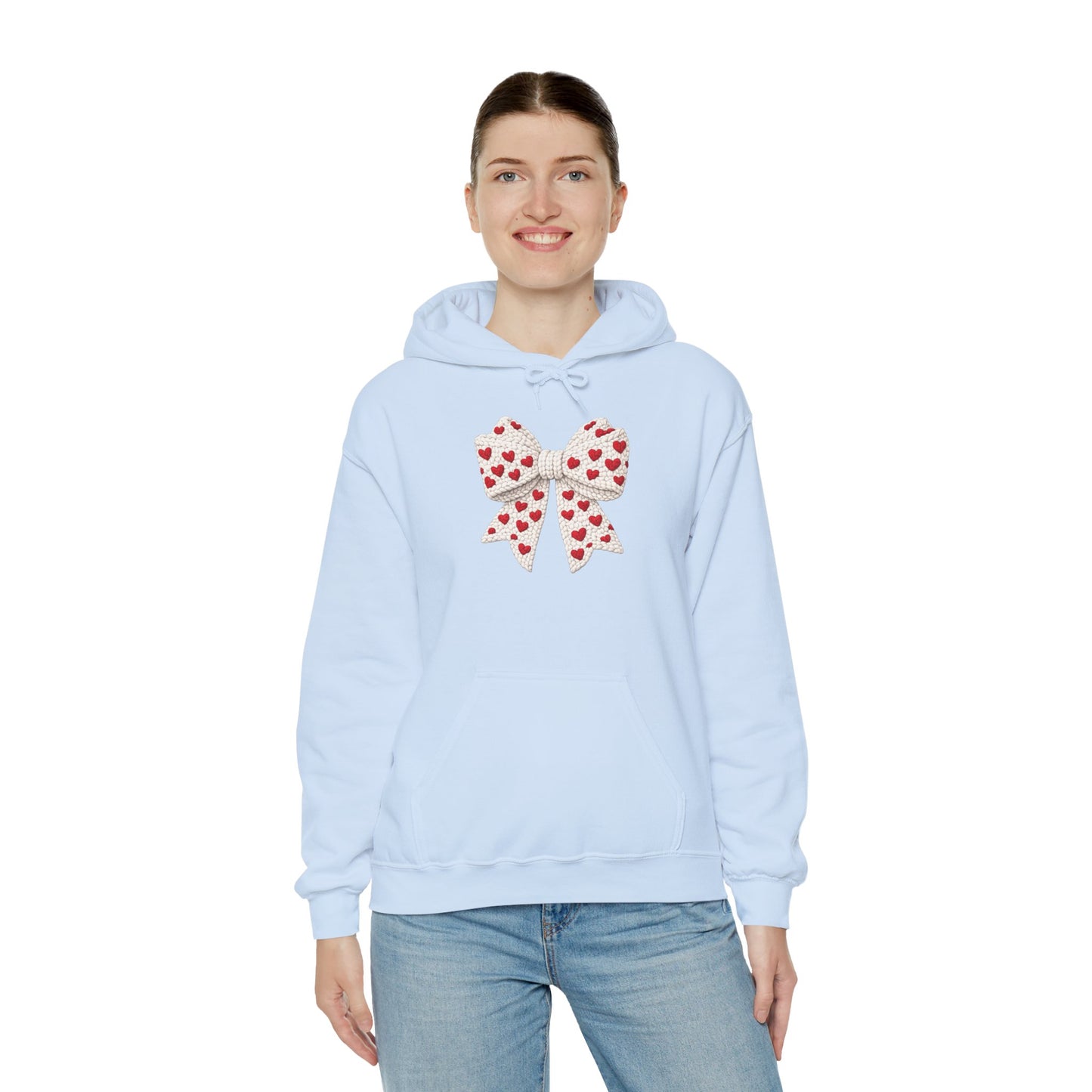 Valentine Heart Bow Hoodie — Cute Red Heart Ribbon Pullover