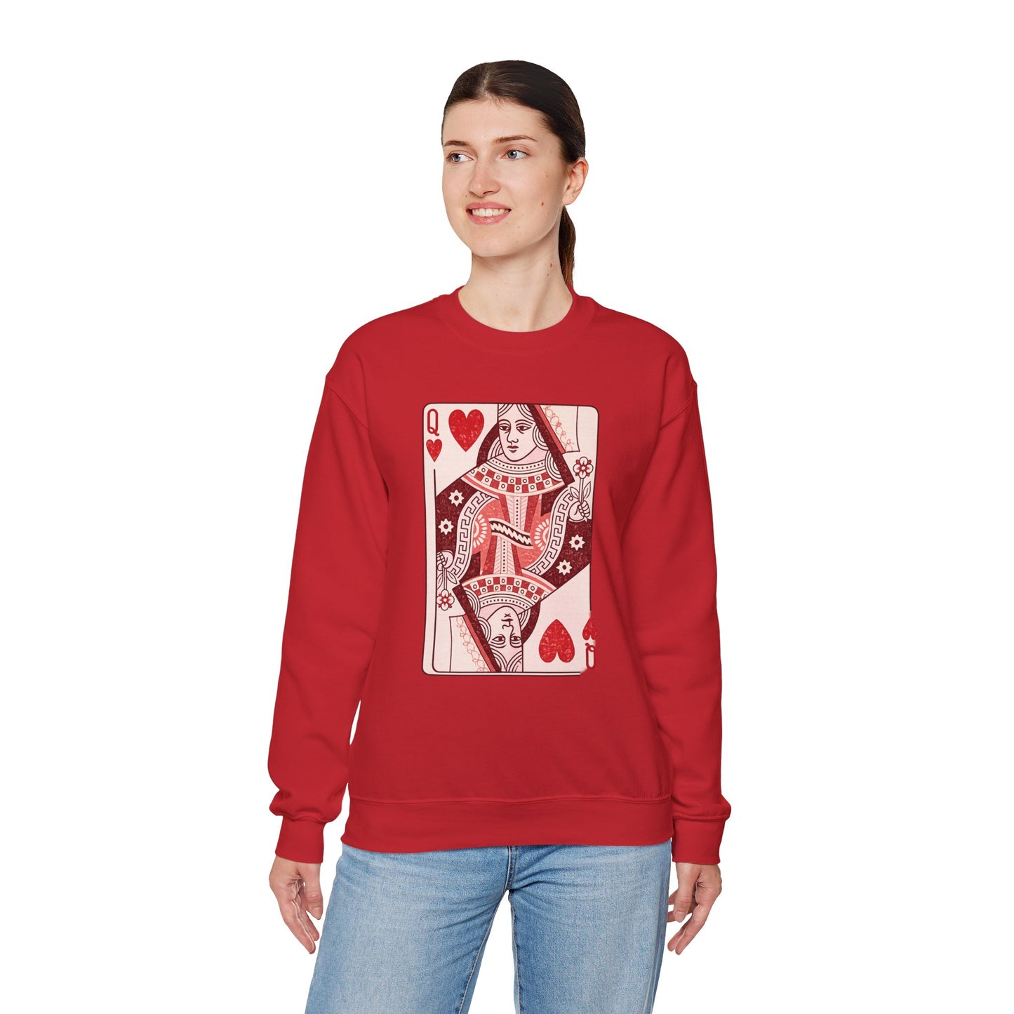 Queen of Hearts Crewneck Sweatshirt – Playing Card Graphic
