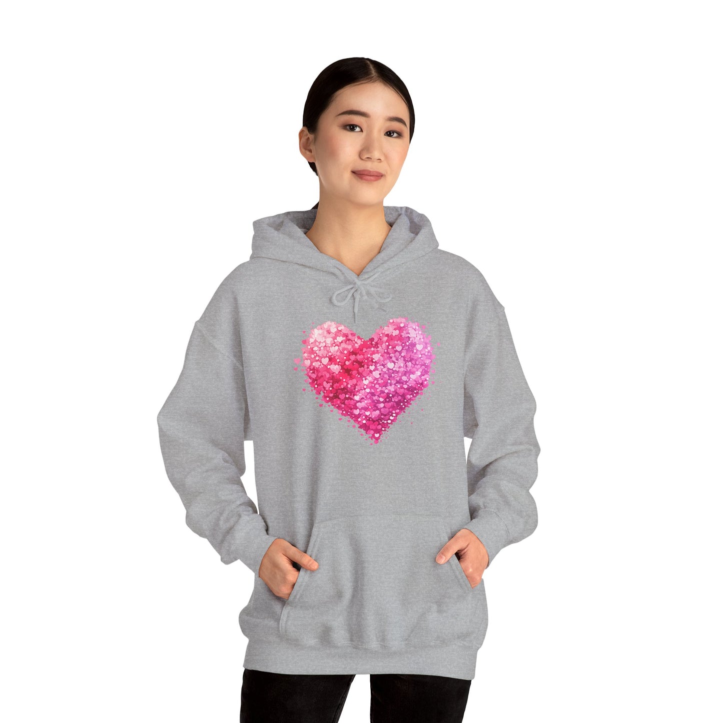 Cupid Skeleton Hoodie — Gothic Valentine Skeleton with Pink Hearts Pullover