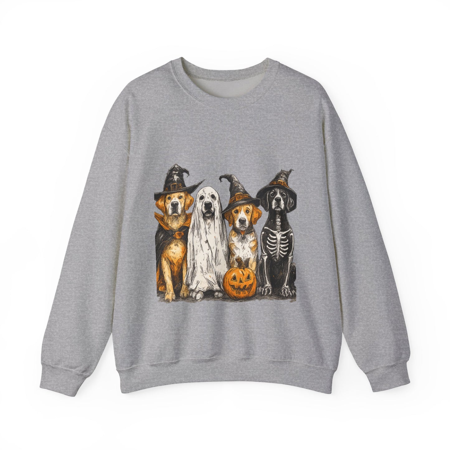 Halloween Dog-Themed Sweatshirt, Cozy Fall Apparel, Unisex Crewneck, Pet Lover Gift, Spooky Season Fashion