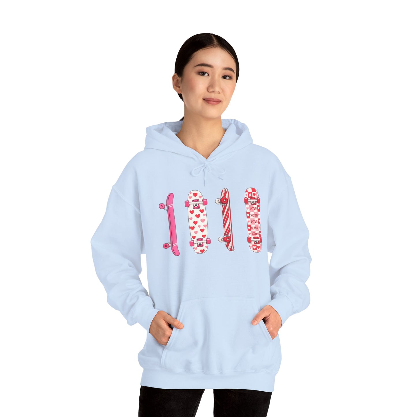 Valentine Skateboard Graphic Hoodie — Pink Heart Skate Decks