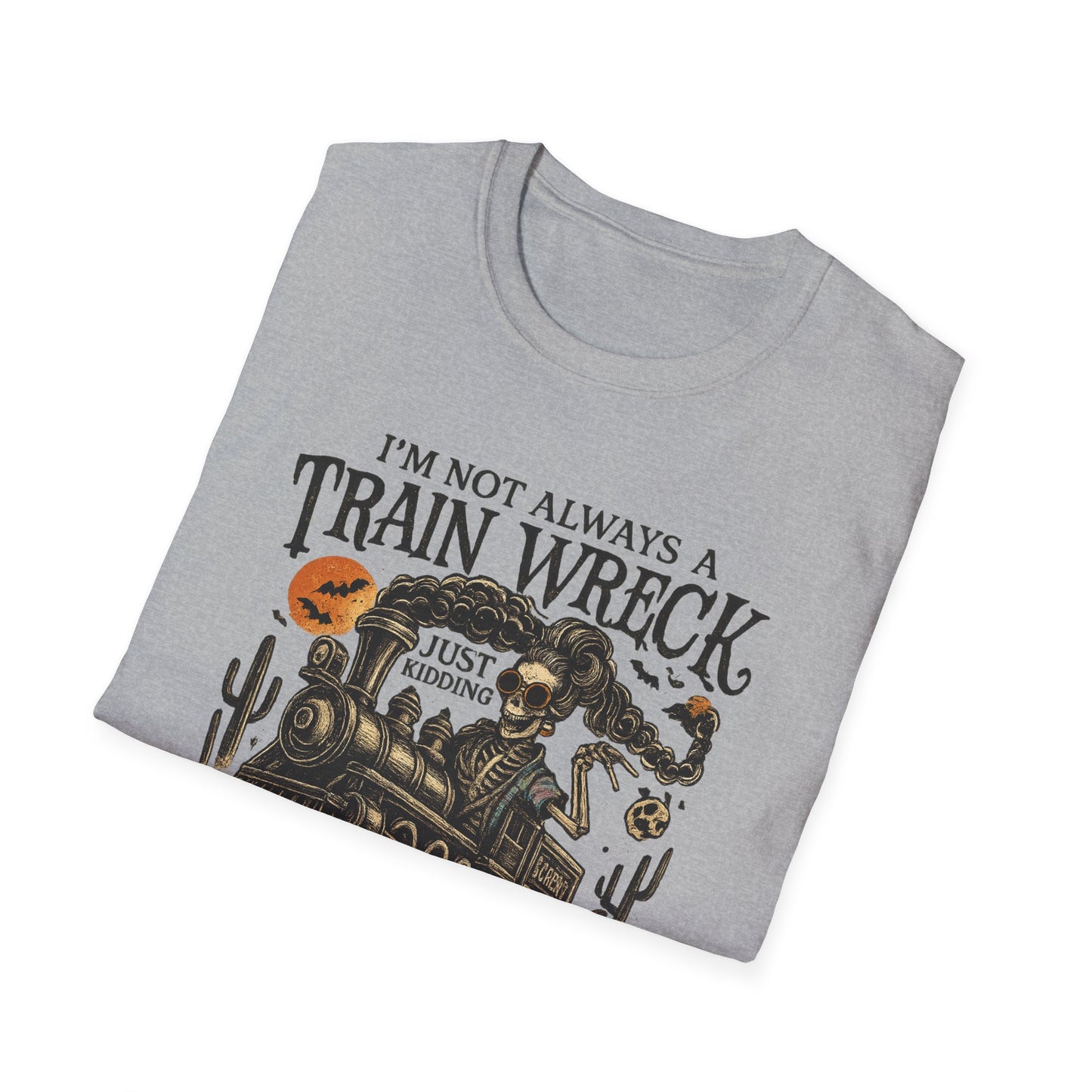 Train Wreck Unisex Softstyle T-Shirt | Funny Graphic Tee, Halloween Shirt, Gift for Friends, Casual Wear, Unique Design