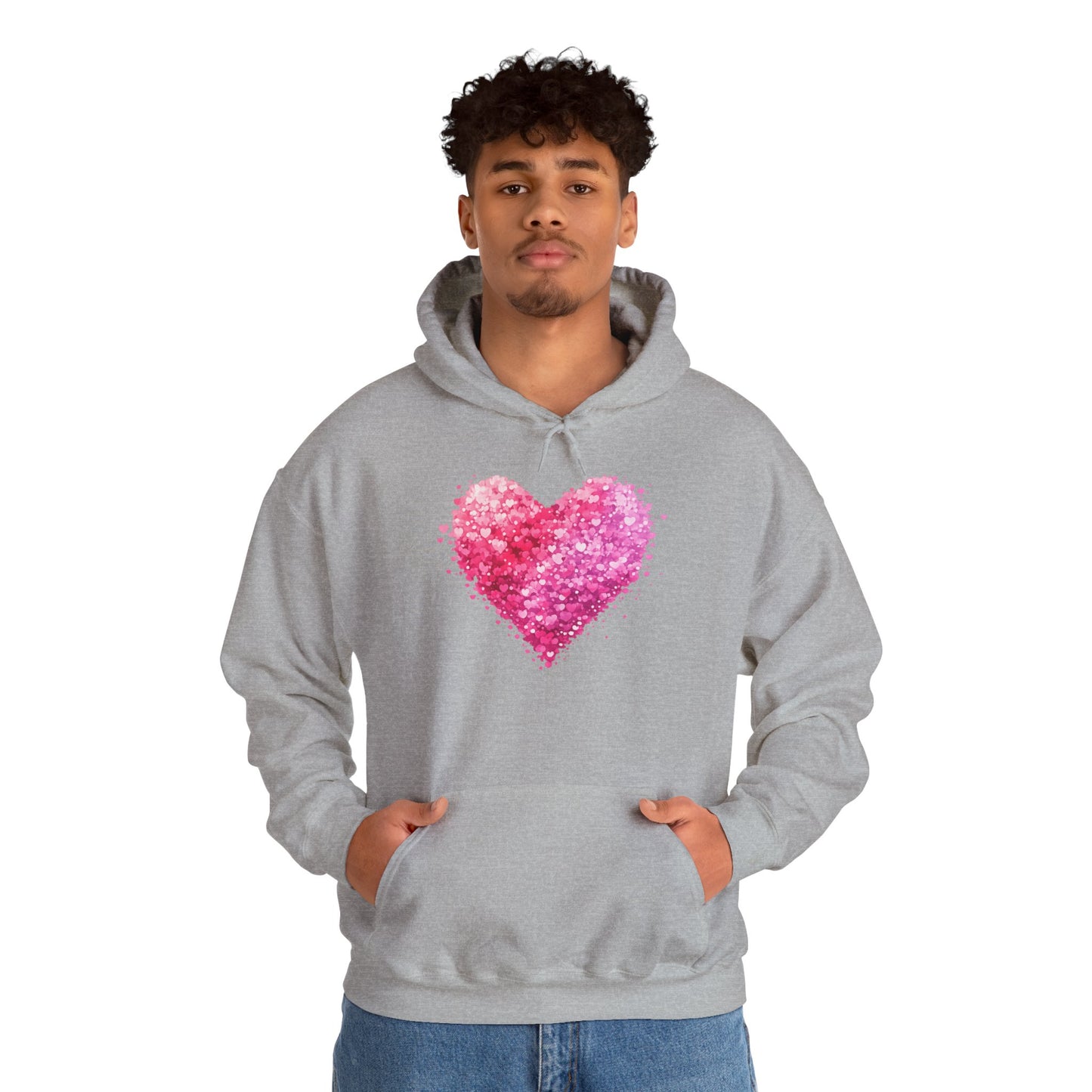 Cupid Skeleton Hoodie — Gothic Valentine Skeleton with Pink Hearts Pullover