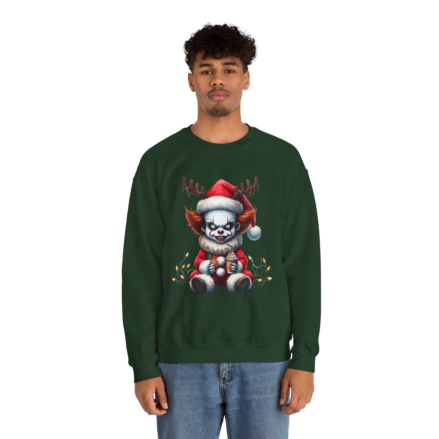 Creepy Clown Reindeer Christmas Sweatshirt