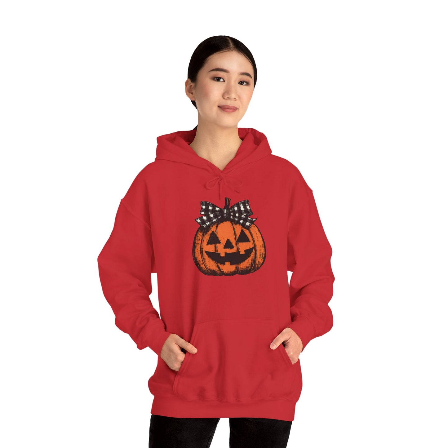 Halloween Pumpkin Hoodie with Bow, Cozy Fall Hoodie, Unisex Hoodie, Autumn Fashion, Halloween Costume, Pumpkin Spice