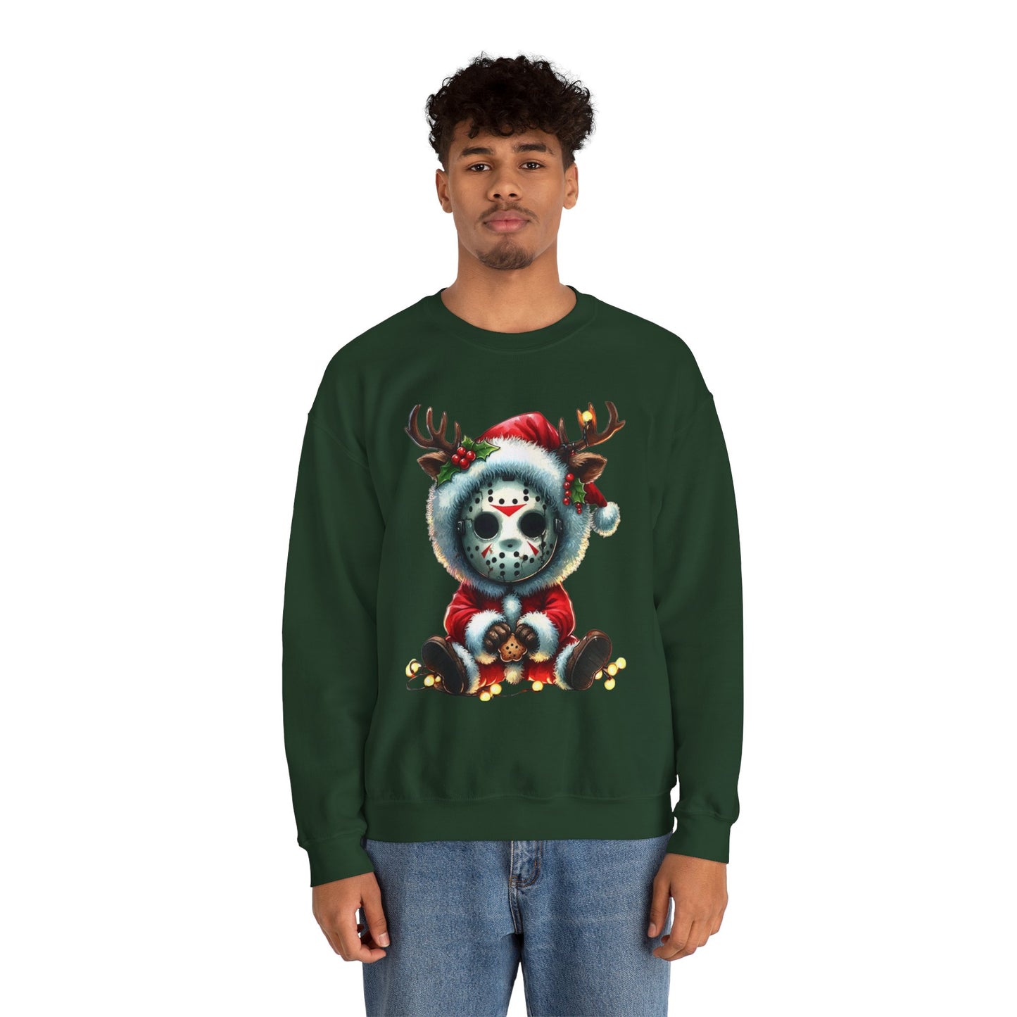 Christmas Jason Mask Sweatshirt — Cute Horror Holiday Crewneck
