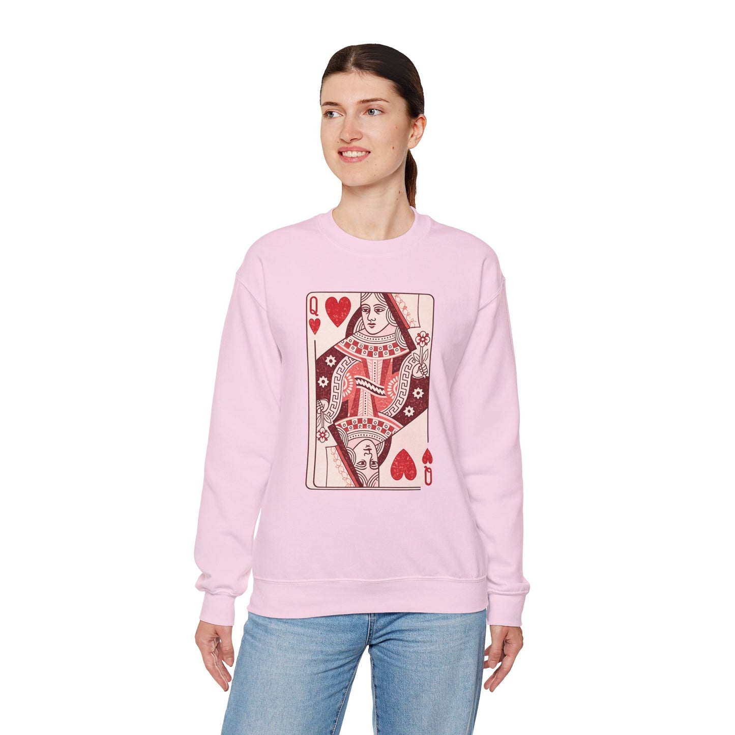 Queen of Hearts Crewneck Sweatshirt – Playing Card Graphic