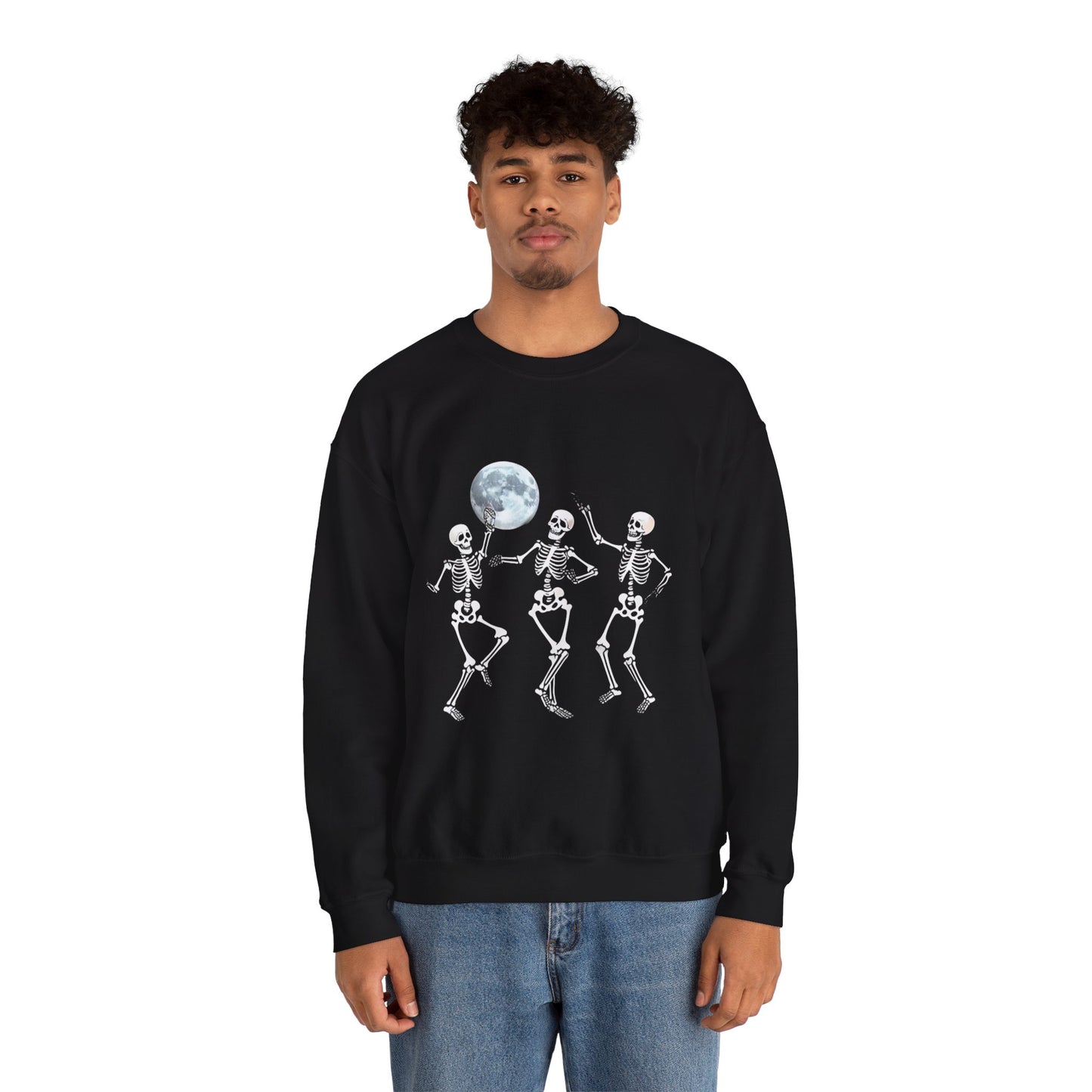 Spooky Dance Crewneck Sweatshirt - Halloween Oddities, Unisex Sweatshirt, Festive Apparel, Skeleton Design, Cozy Style