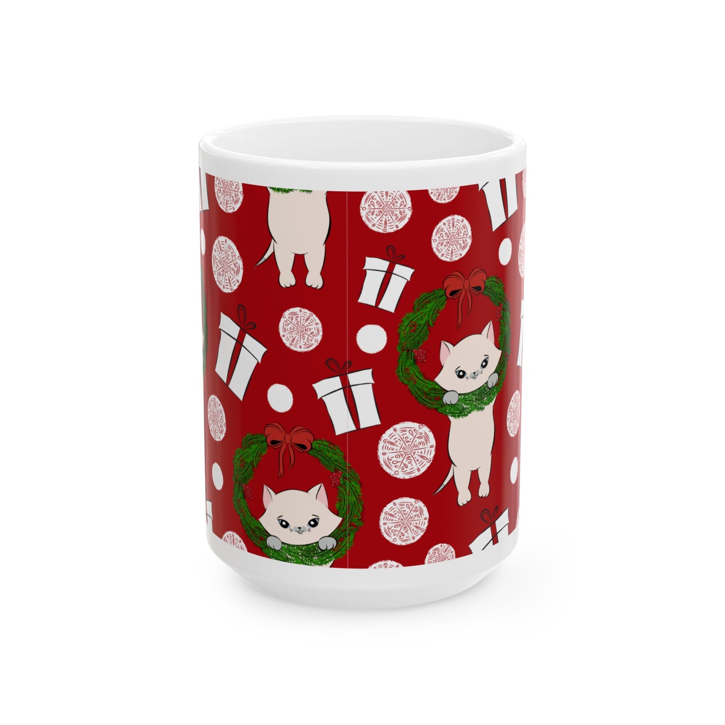 Christmas Cat Ceramic Mug, (11oz, 15oz)