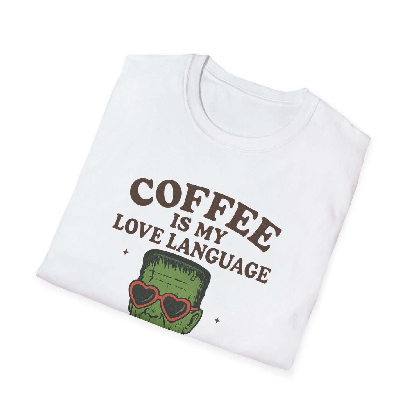 Frankenstein Coffee Lover T-Shirt, Funny Gift for Coffee Lovers, Unisex Tee, Perfect for Halloween, Casual Wear, Gift for Him/Her