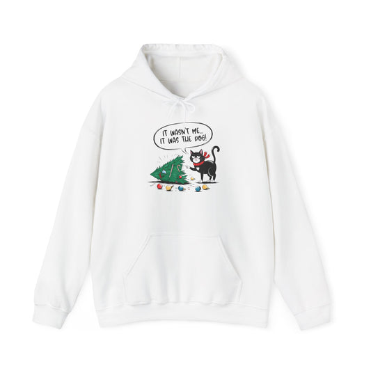 Funny Christmas Hoodie, Holiday Hooded Hoodie Cat Lover Gift, Winter Loungewear, Cozy Hoodie with Christmas Design