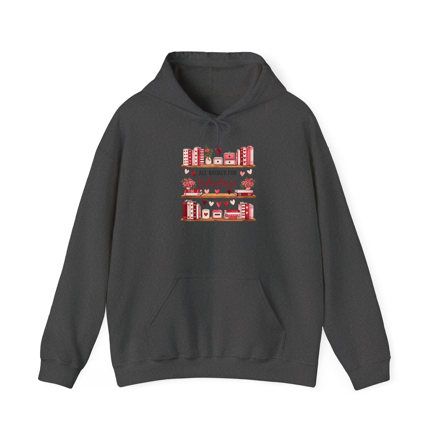 Valentine’s Day Cozy Hoodie – “All Booked for Valentine’s” Cute Bookshop Graphic