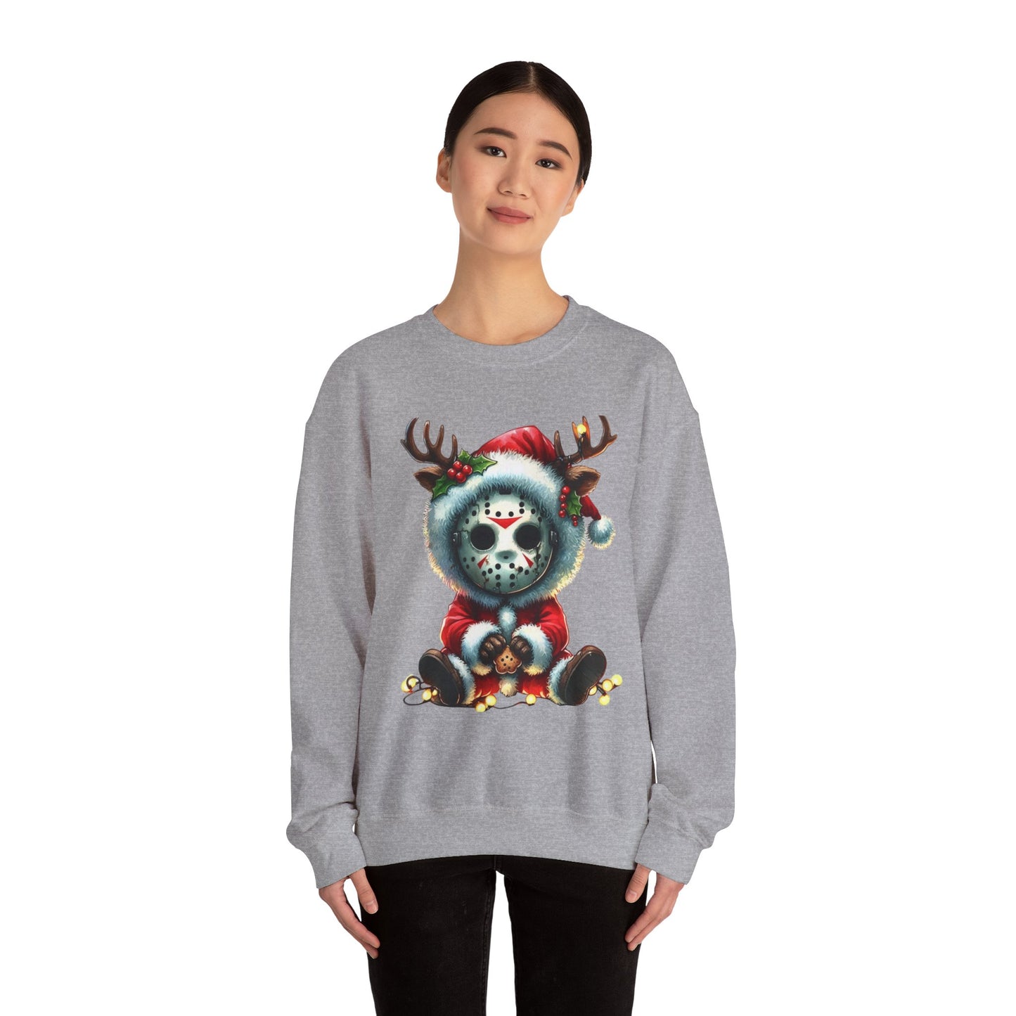Christmas Jason Mask Sweatshirt — Cute Horror Holiday Crewneck