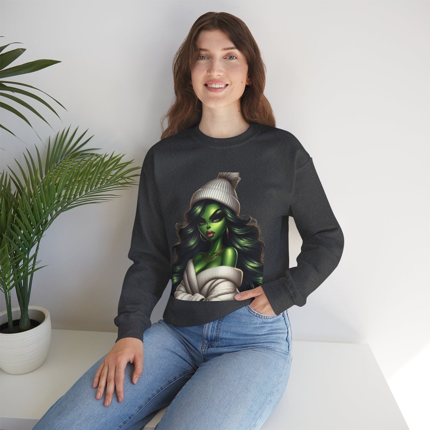 Green Witch Portrait Crewneck Sweatshirt