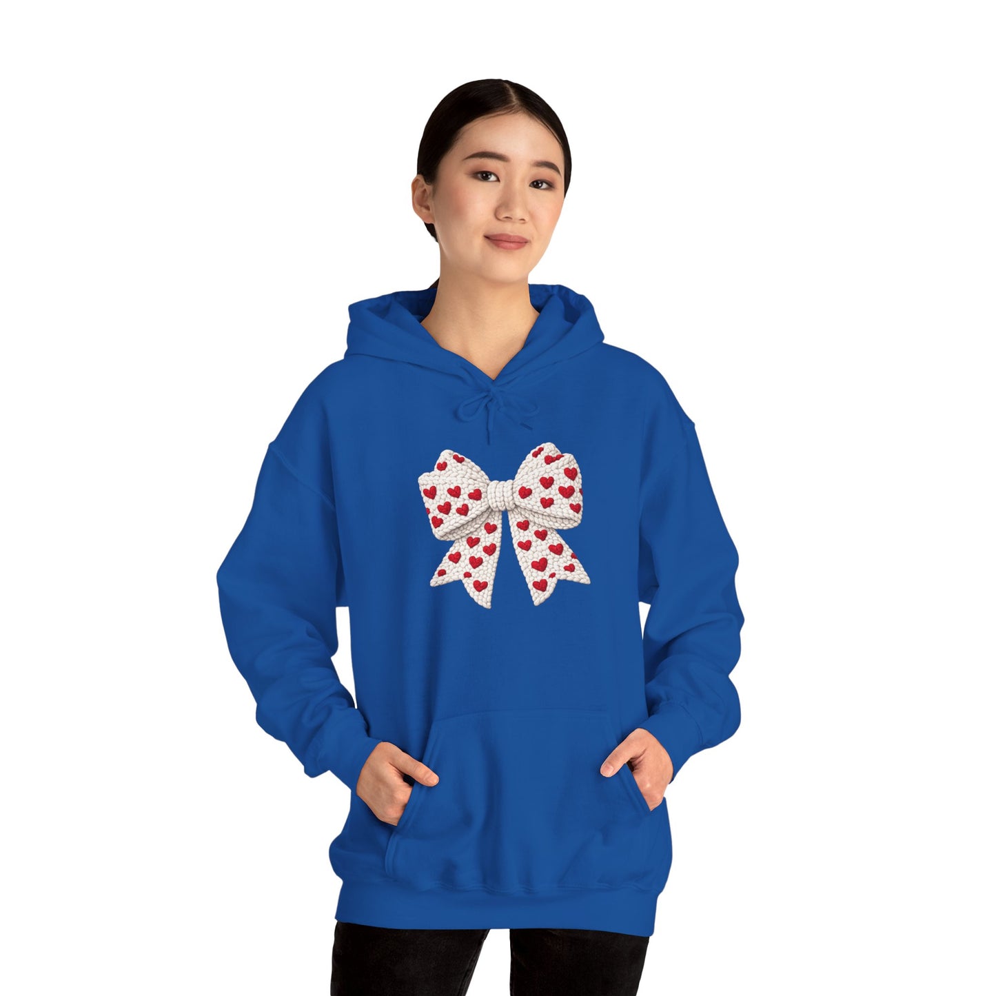 Valentine Heart Bow Hoodie — Cute Red Heart Ribbon Pullover