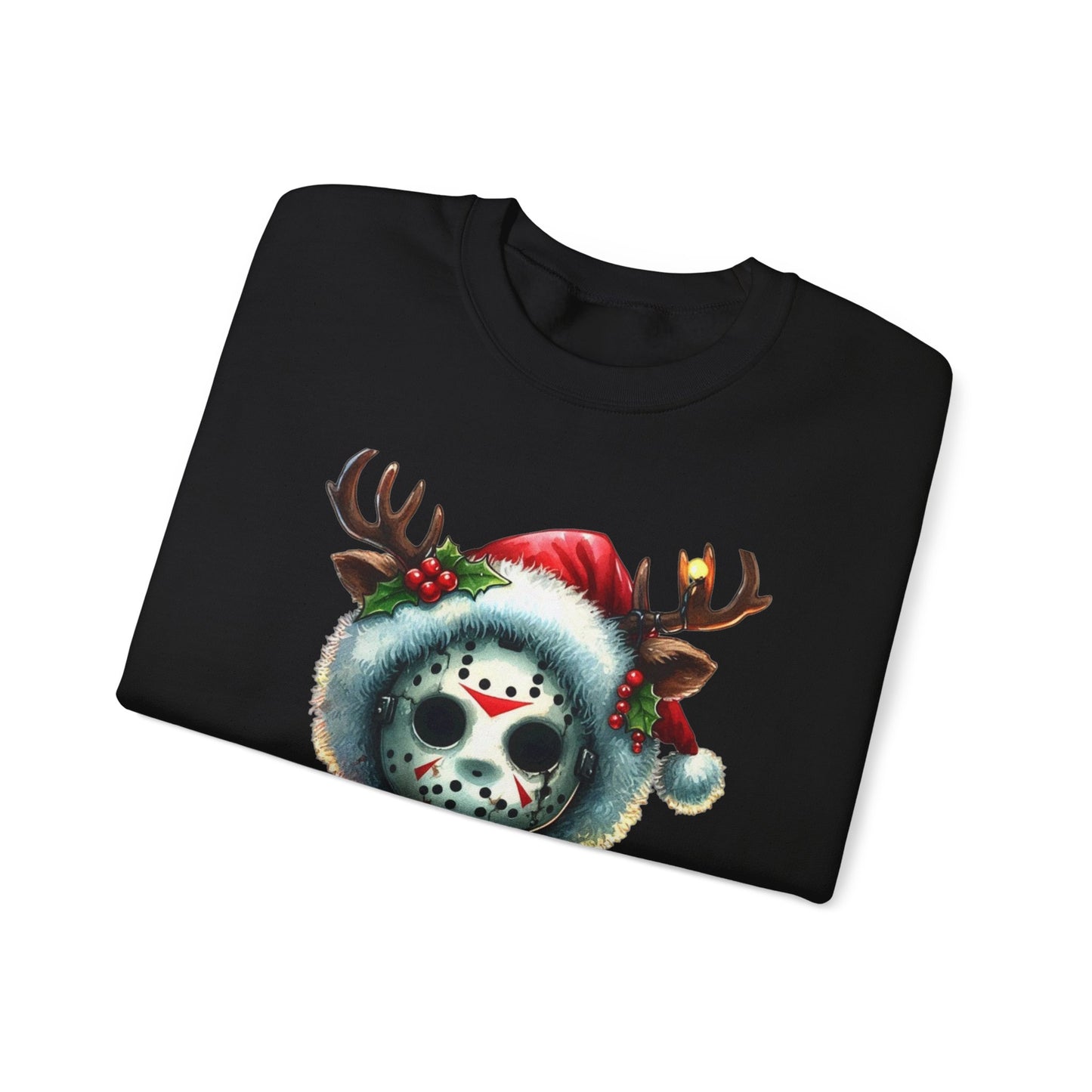 Christmas Jason Mask Sweatshirt — Cute Horror Holiday Crewneck