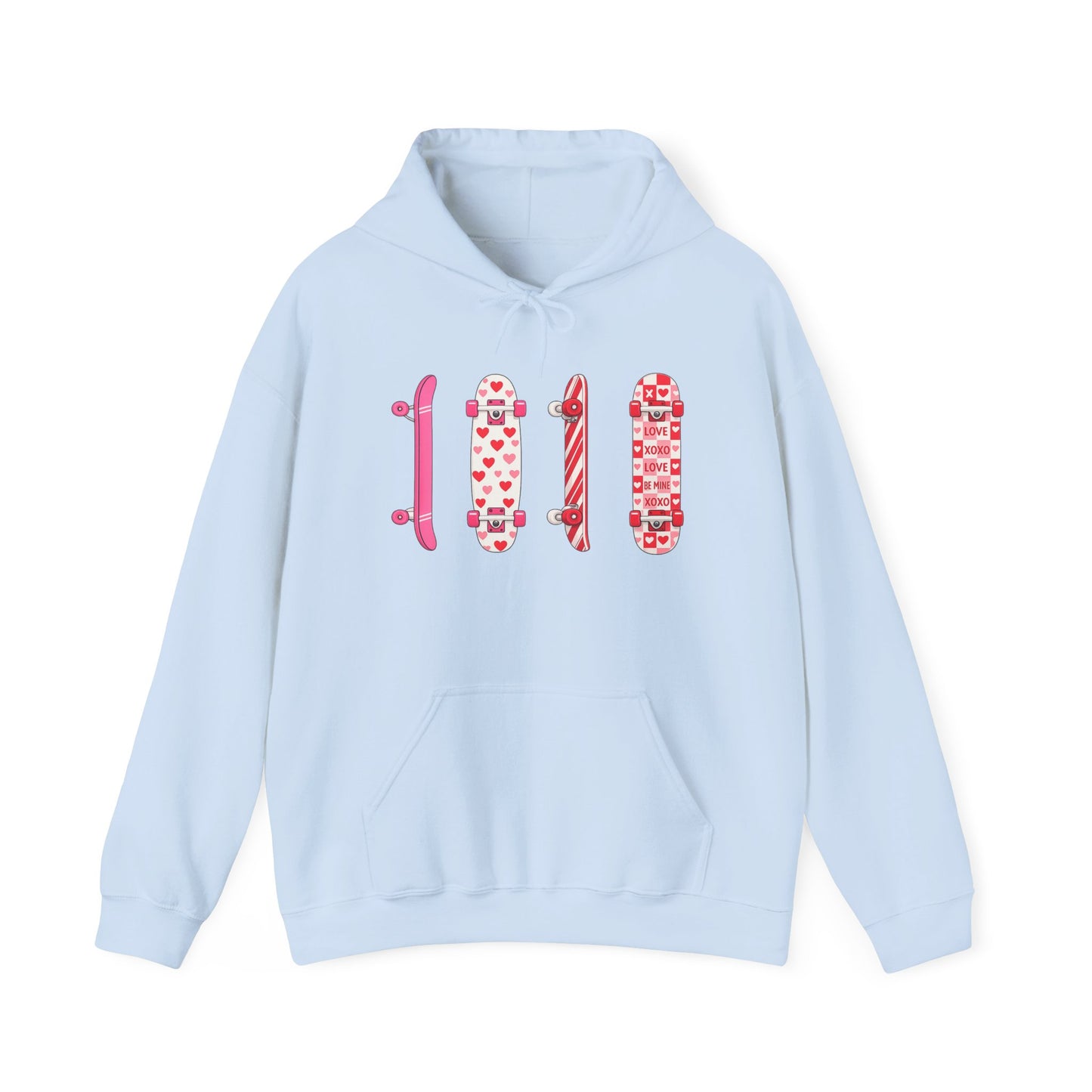 Valentine Skateboard Graphic Hoodie — Pink Heart Skate Decks