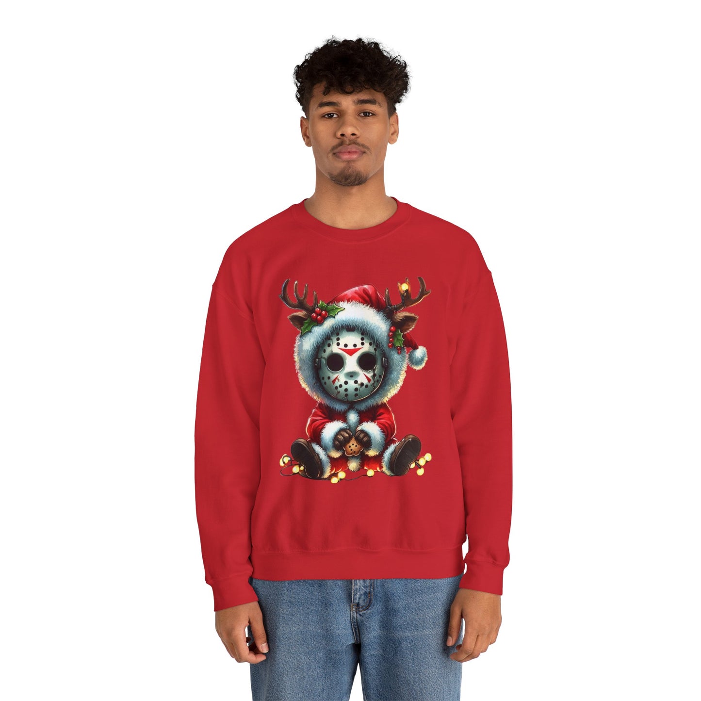Christmas Jason Mask Sweatshirt — Cute Horror Holiday Crewneck
