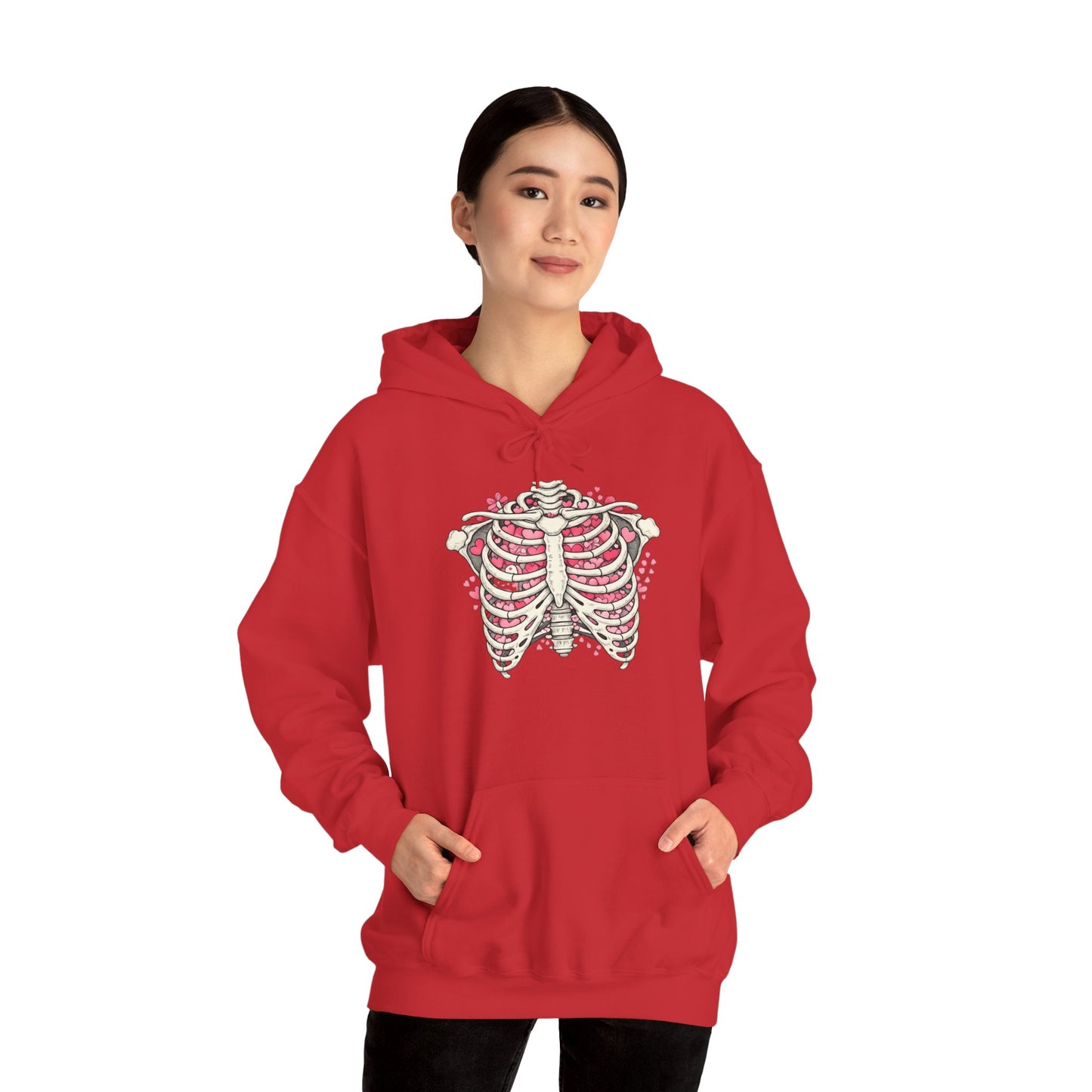 Ribcage Bloom Hoodie — Floral Skeleton Chest Graphic Sweatshirt