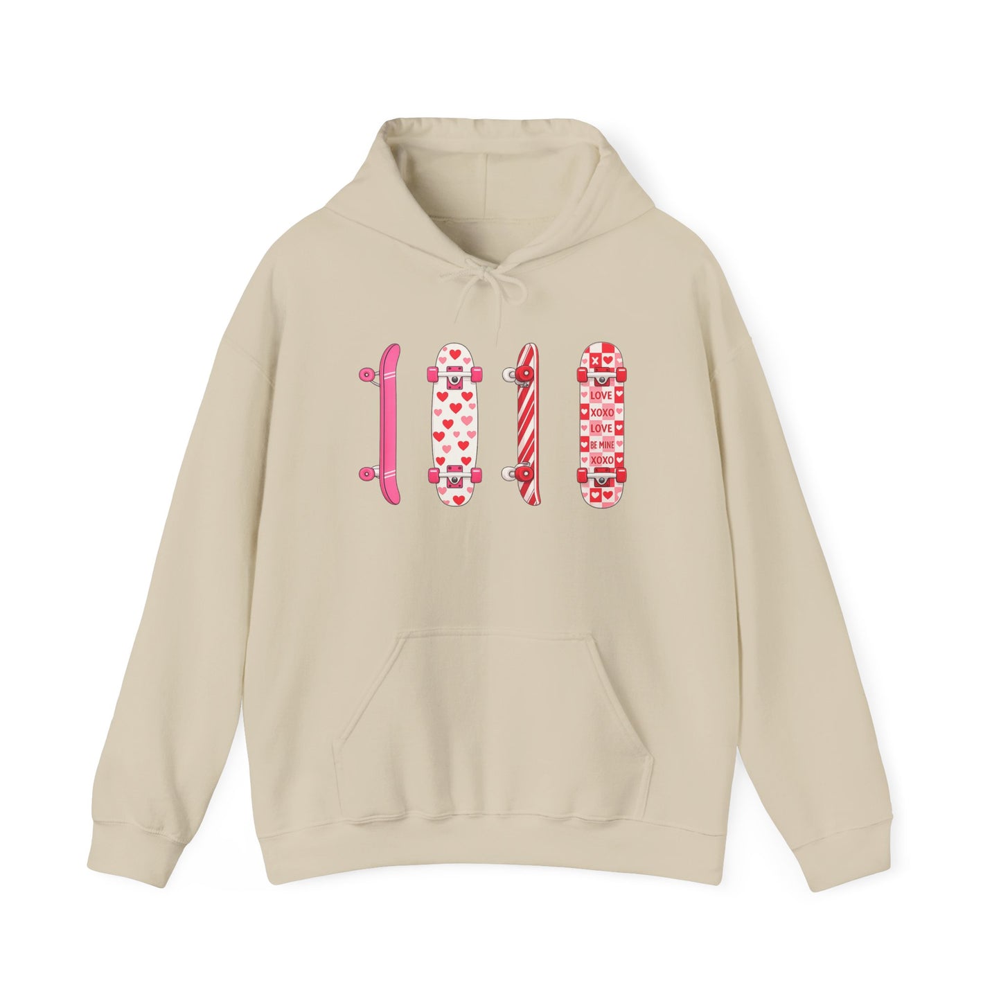 Valentine Skateboard Graphic Hoodie — Pink Heart Skate Decks