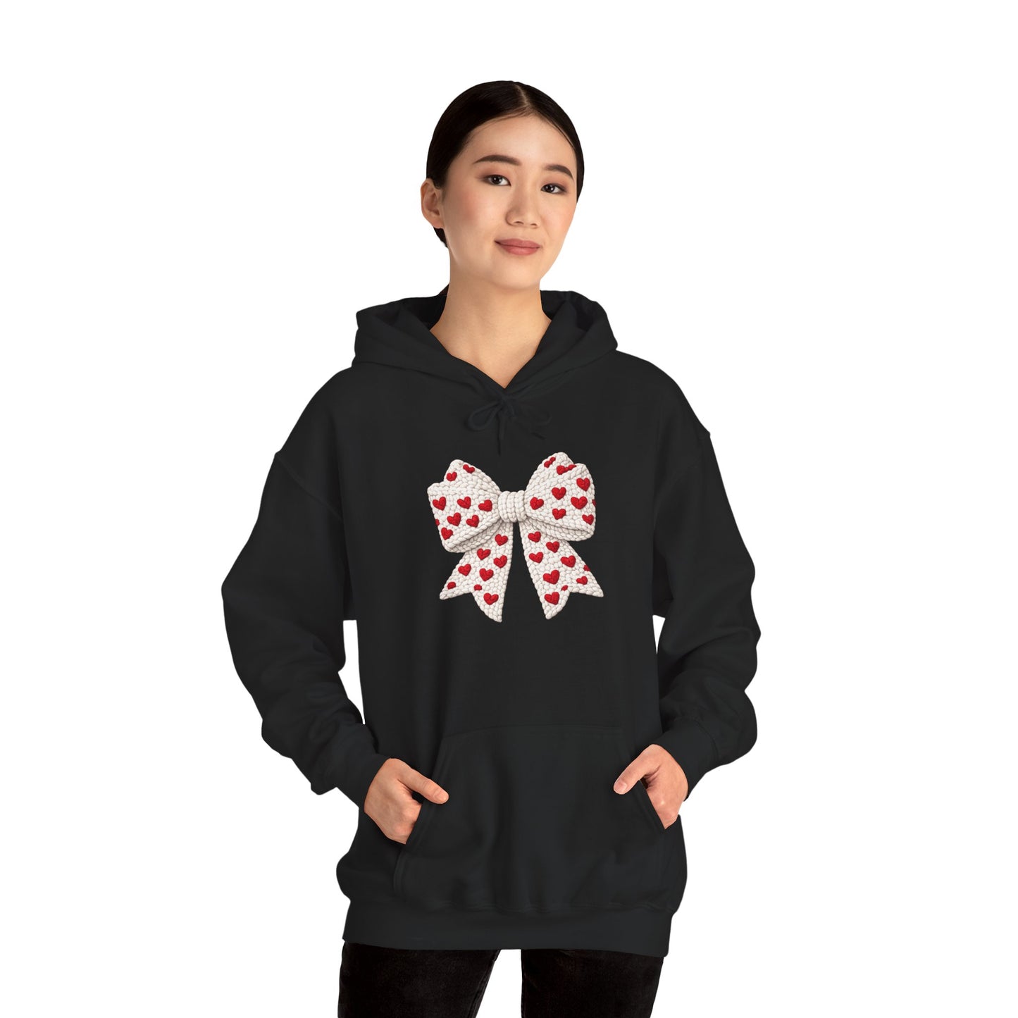 Valentine Heart Bow Hoodie — Cute Red Heart Ribbon Pullover