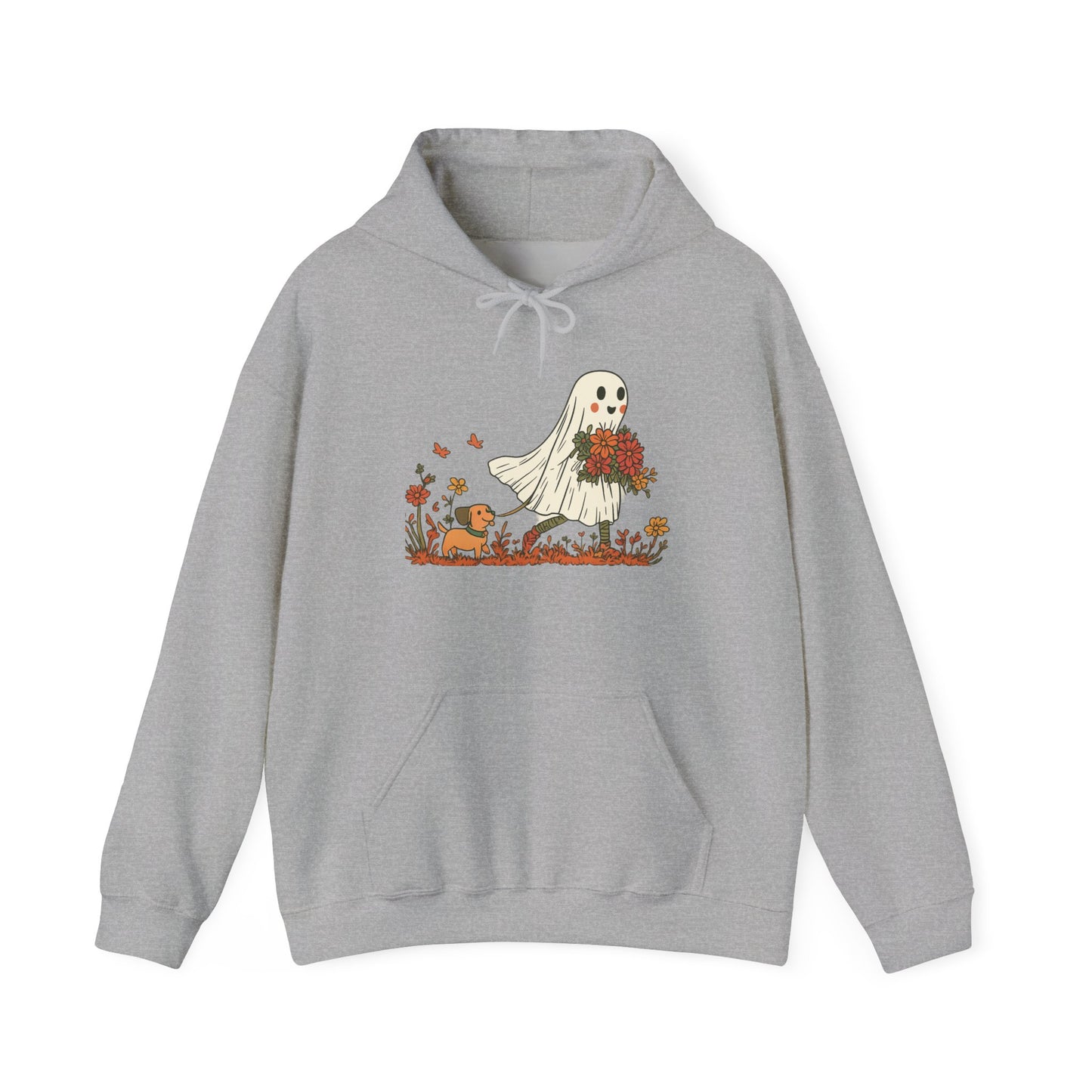 Ghostly Blooms Hoodie - Cozy Fall Fashion, Halloween Spirit, Gift for Friends, Trendy Hoodie, Autumn Style