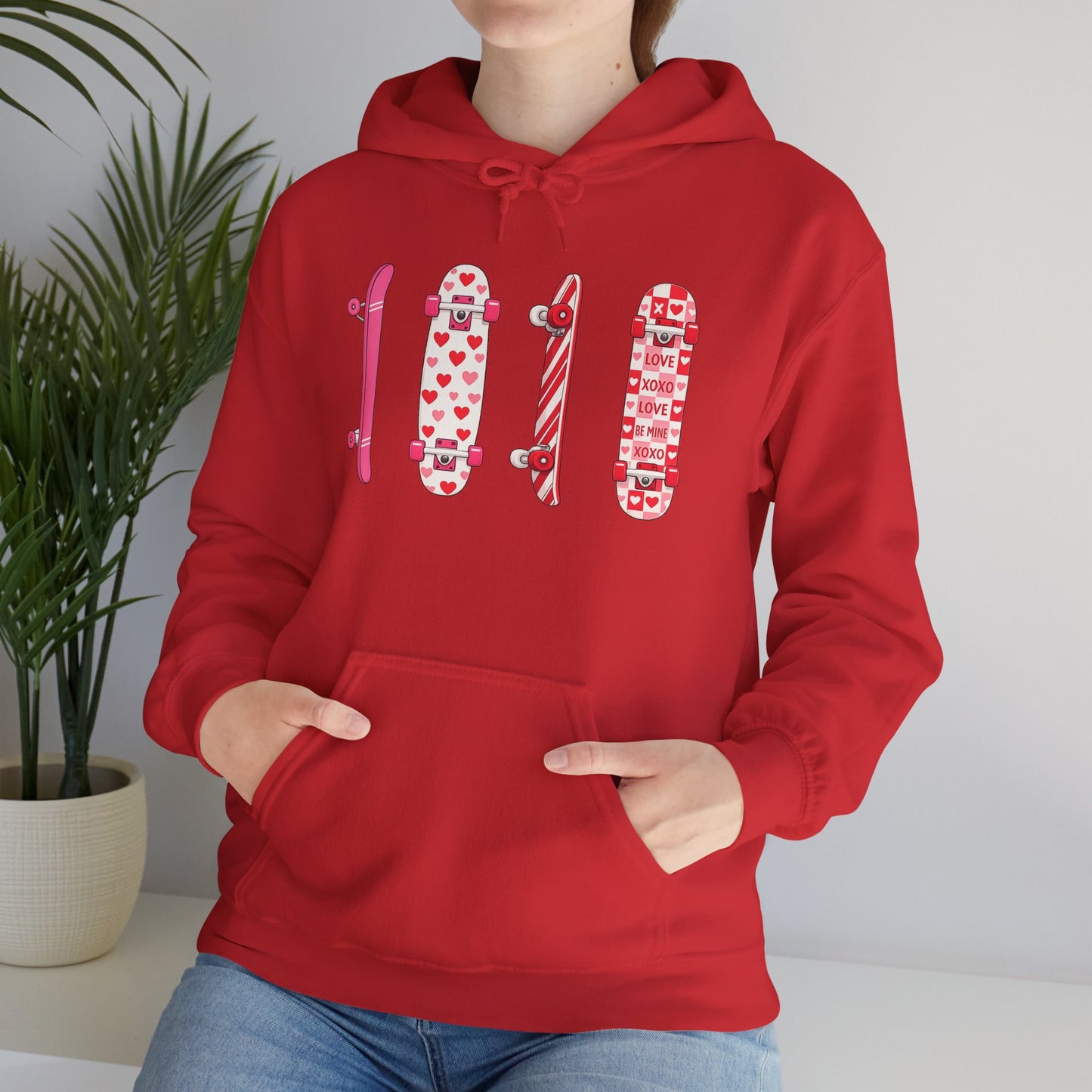 Valentine Skateboard Graphic Hoodie — Pink Heart Skate Decks