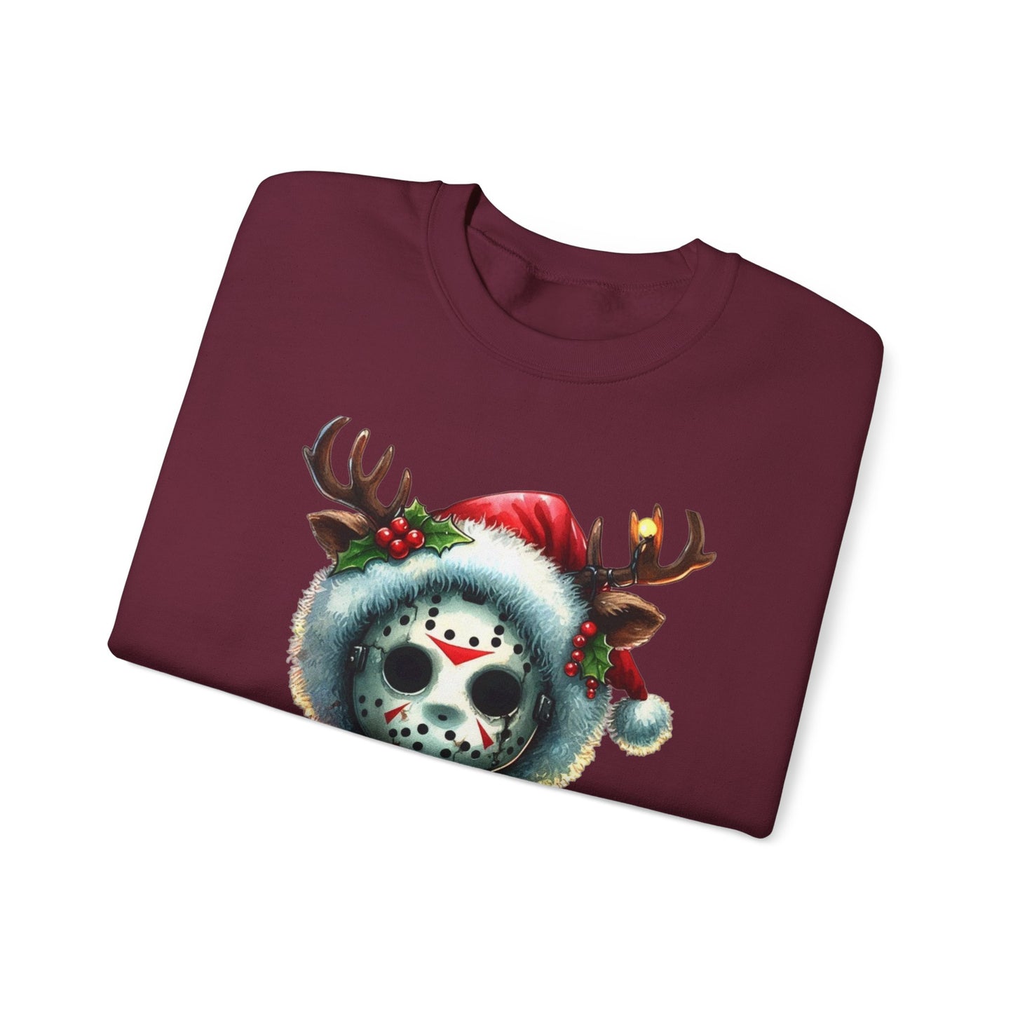 Christmas Jason Mask Sweatshirt — Cute Horror Holiday Crewneck