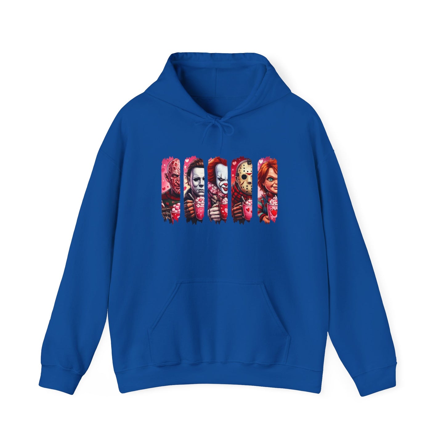 Horror Icons Hoodie — Stylized Slashed Portraits Graphic Sweatshirt