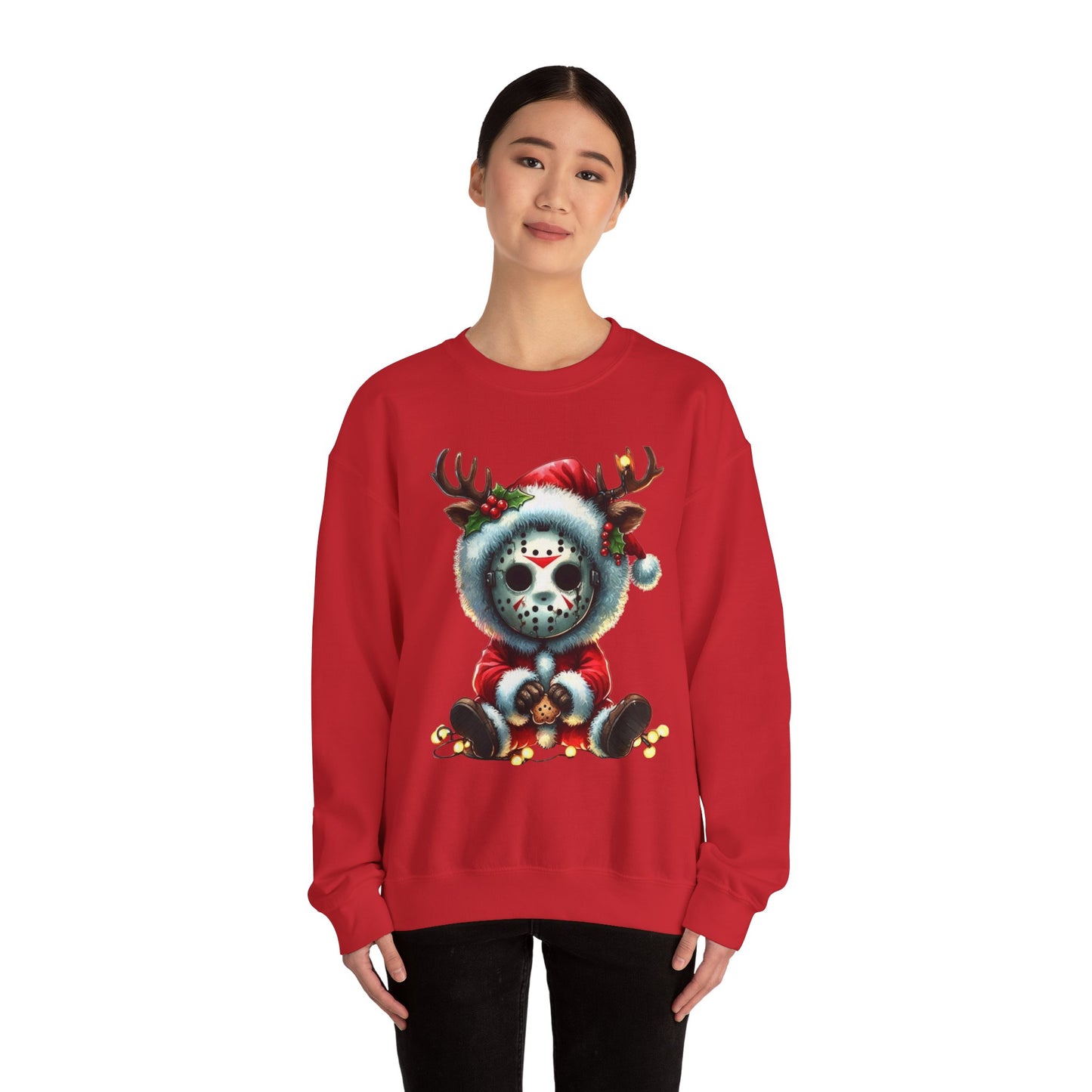 Christmas Jason Mask Sweatshirt — Cute Horror Holiday Crewneck