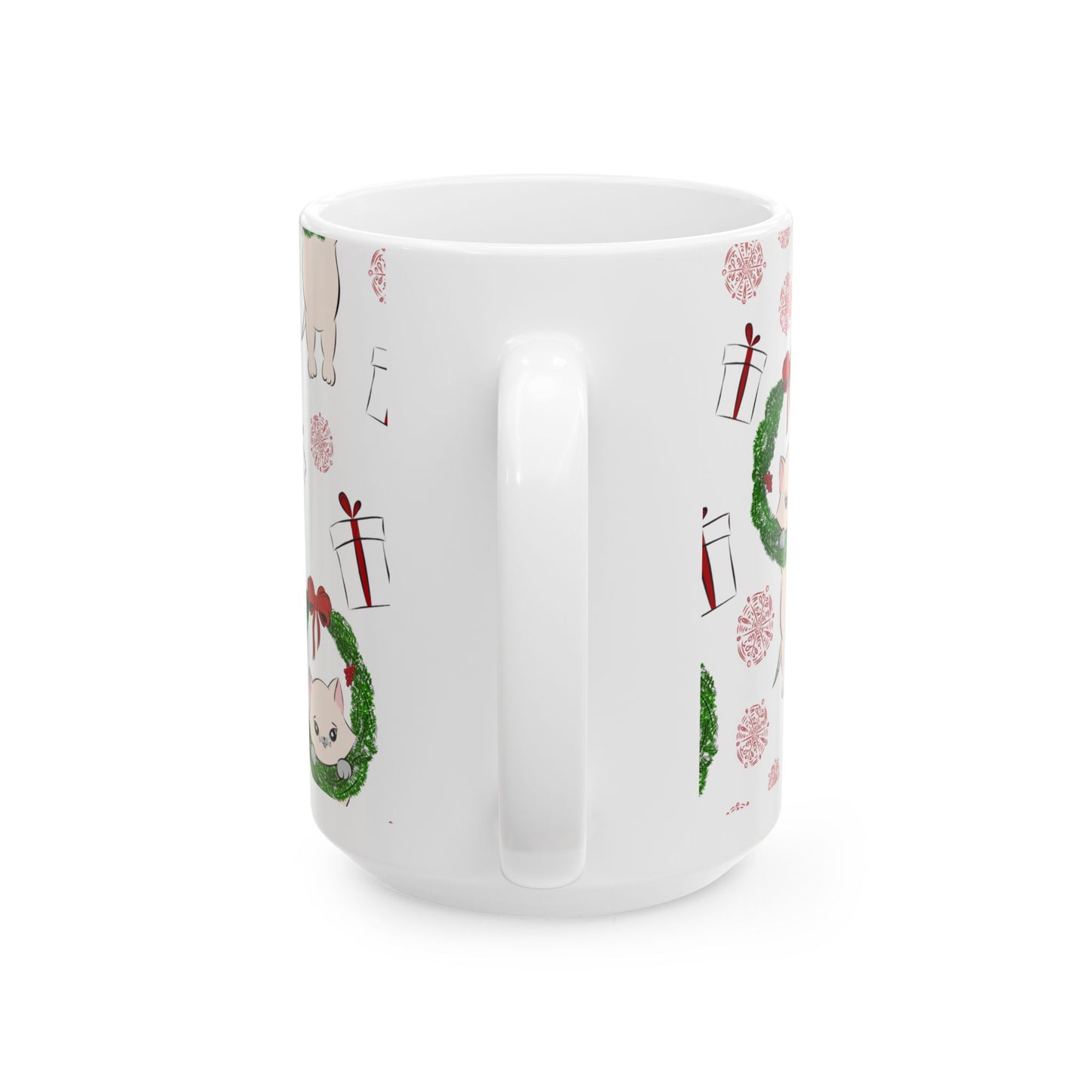 Christmas Cat Ceramic Mug, (11oz, 15oz)