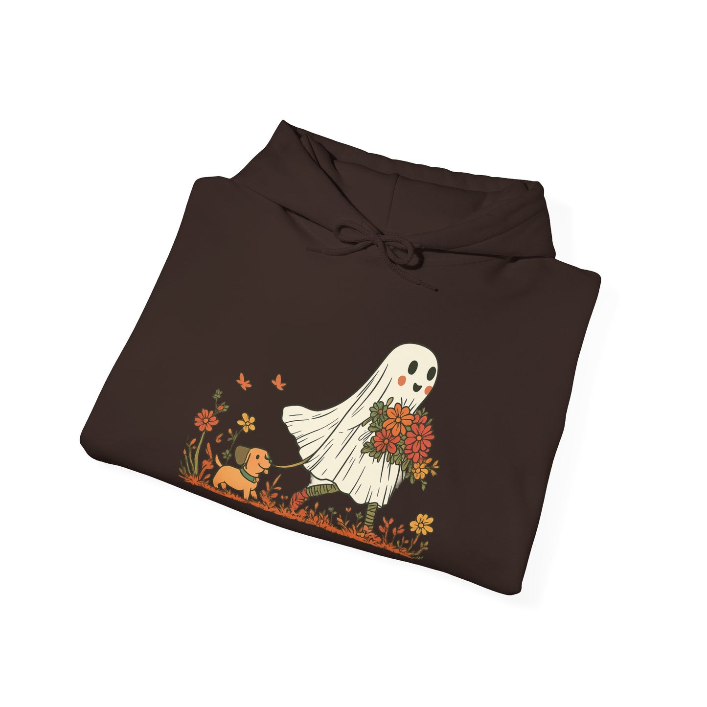 Ghostly Blooms Hoodie - Cozy Fall Fashion, Halloween Spirit, Gift for Friends, Trendy Hoodie, Autumn Style