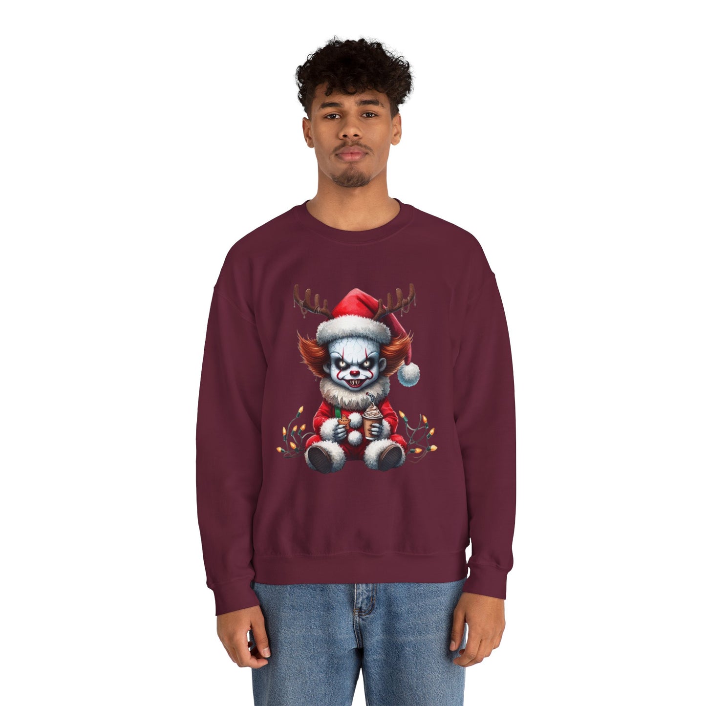 Creepy Clown Reindeer Christmas Sweatshirt