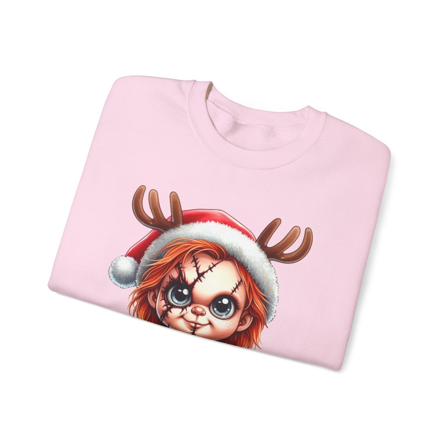 Christmas Chucky Crewneck Sweatshirt — Cute Creepy Reindeer Chucky Holiday Sweatshirt