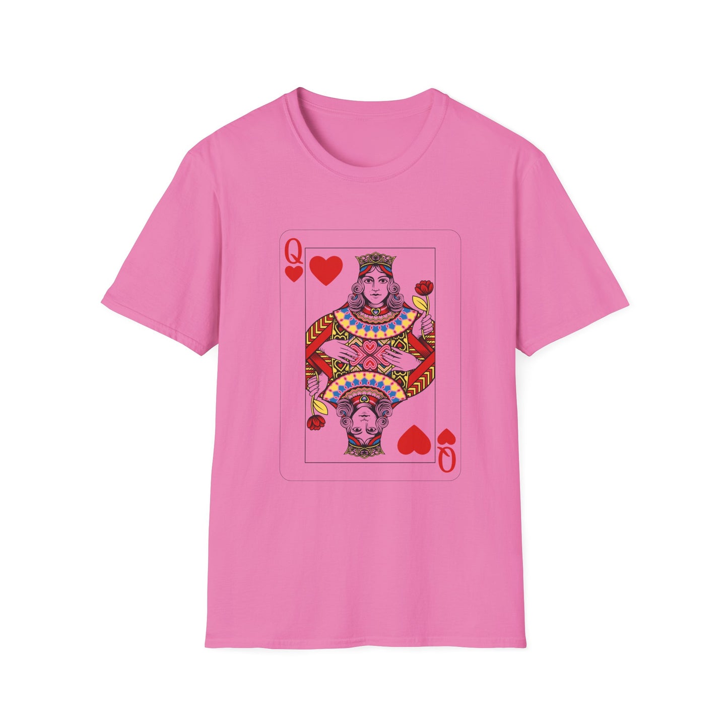 Valentines Queen of Hearts Unisex Softstyle T-Shirt - Card Inspired Design