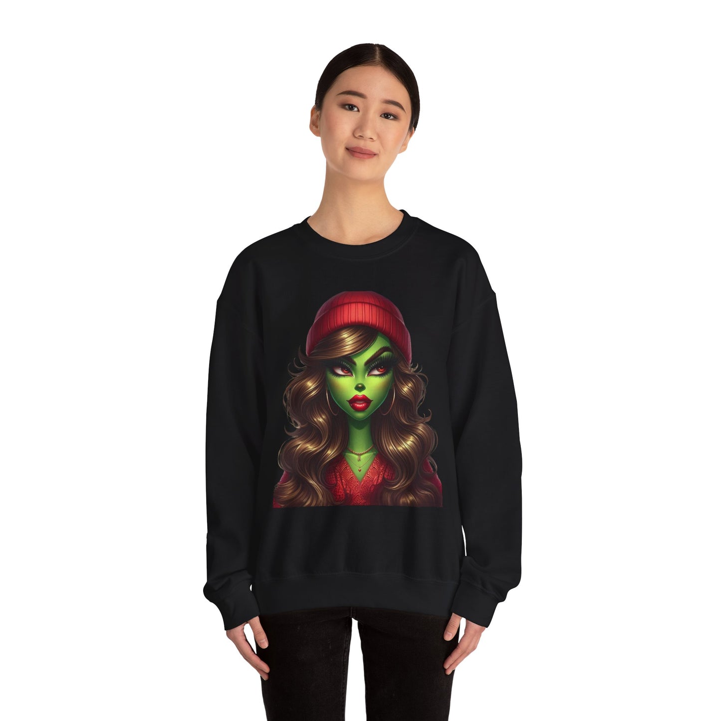 Witchy Green Girl Sweatshirt — Gothic Halloween Crewneck